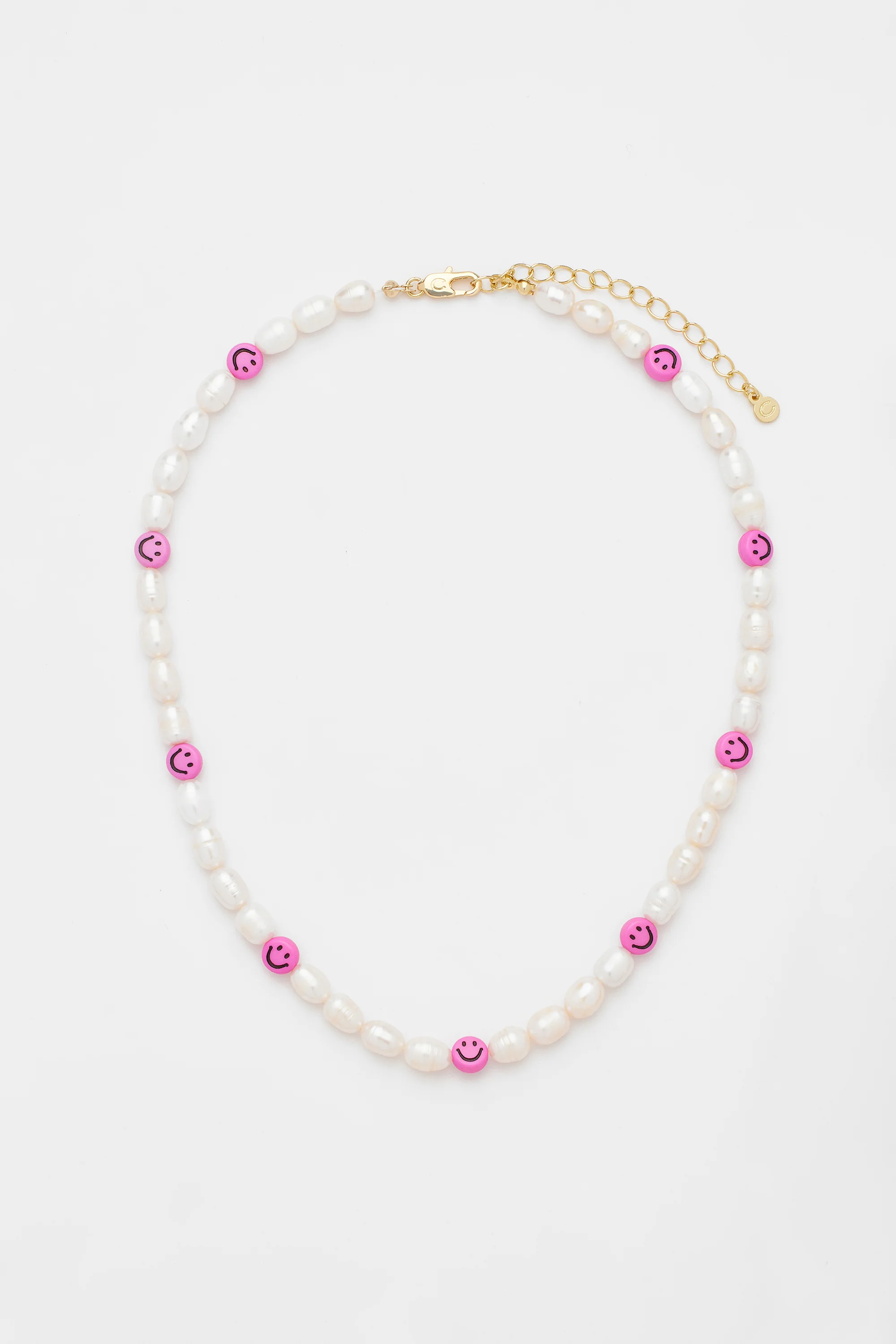 Freshwater Pearl and Pink Face Motif Necklace