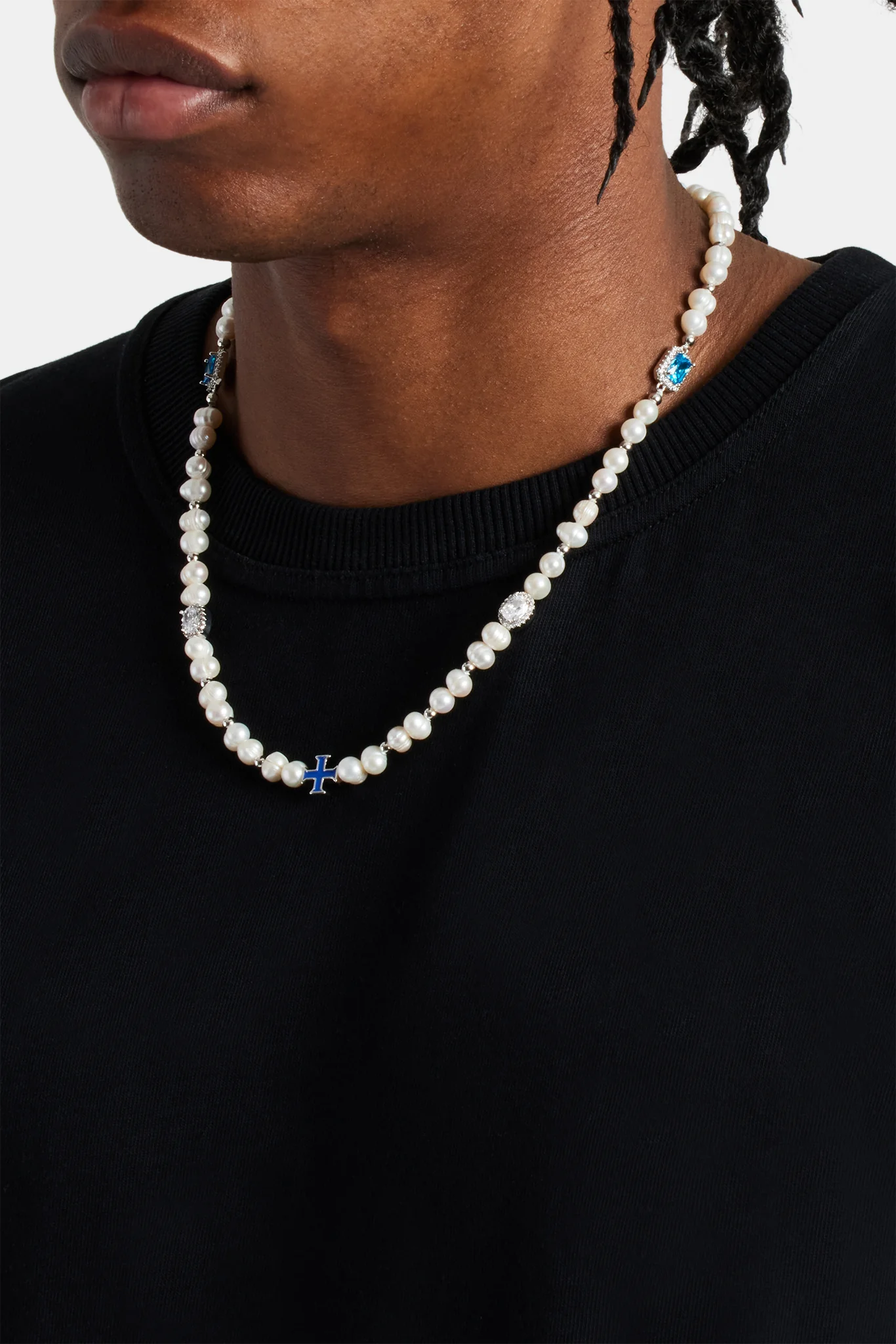 Freshwater Pearl Blue Motif Necklace - Image 3