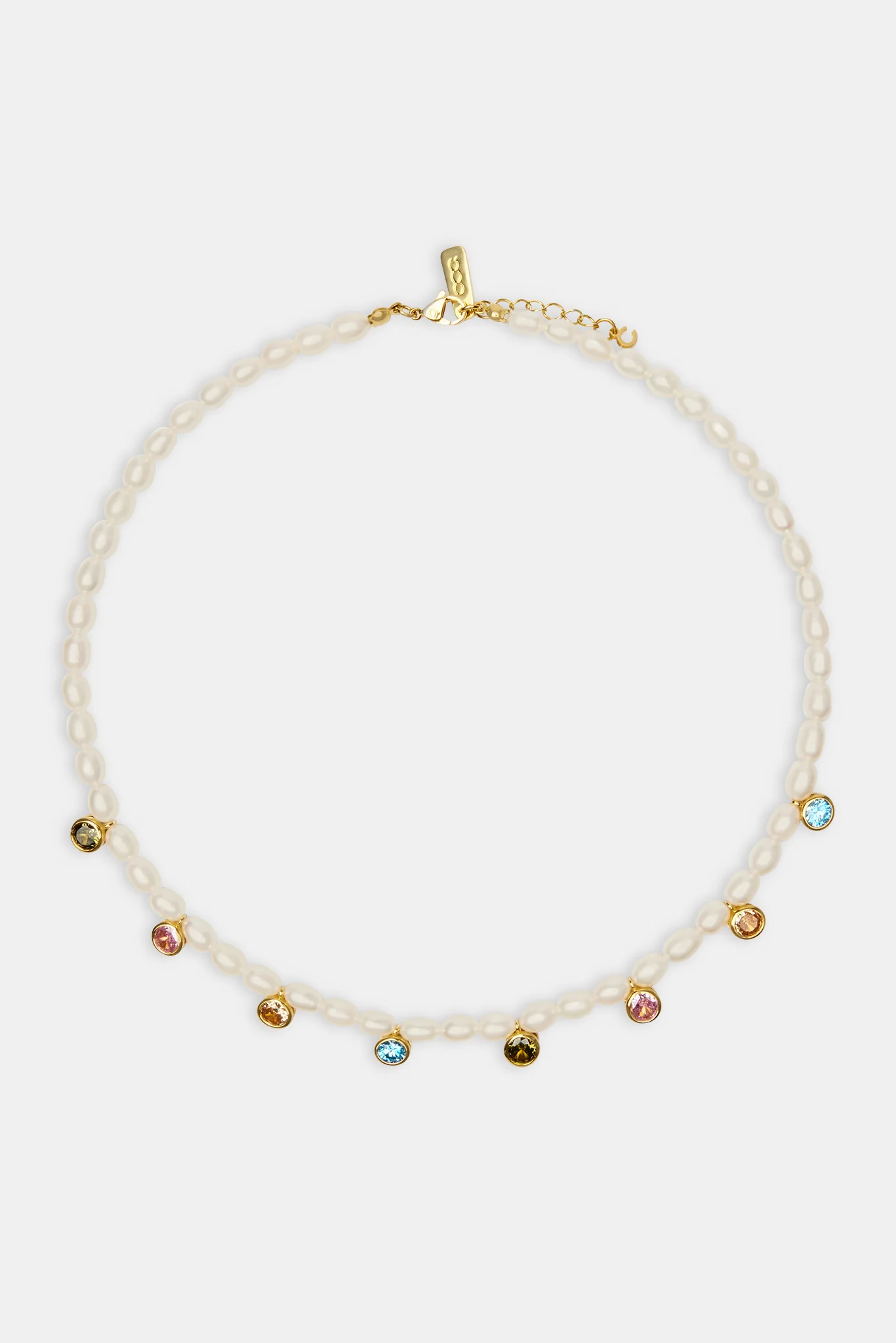 Freshwater Pearl Drop Gem Necklace - 6mm - Image 2