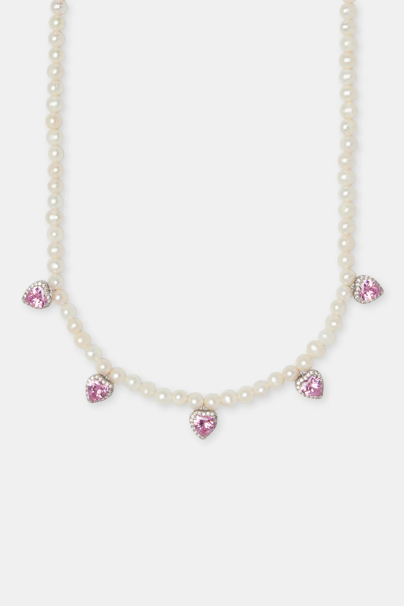 Freshwater Pearl Drop Heart Gemstone Necklace - 6mm - Image 2