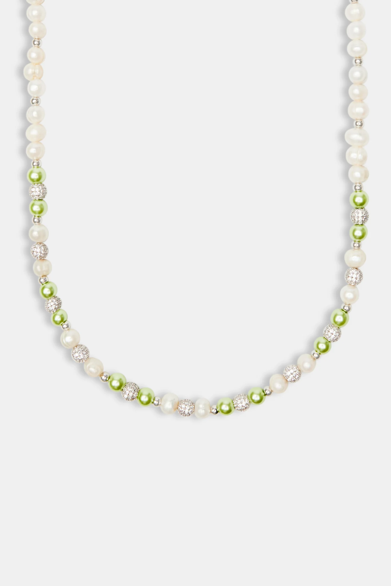 Freshwater Pearl Ice Ball & Green Bead Necklace - Image 2