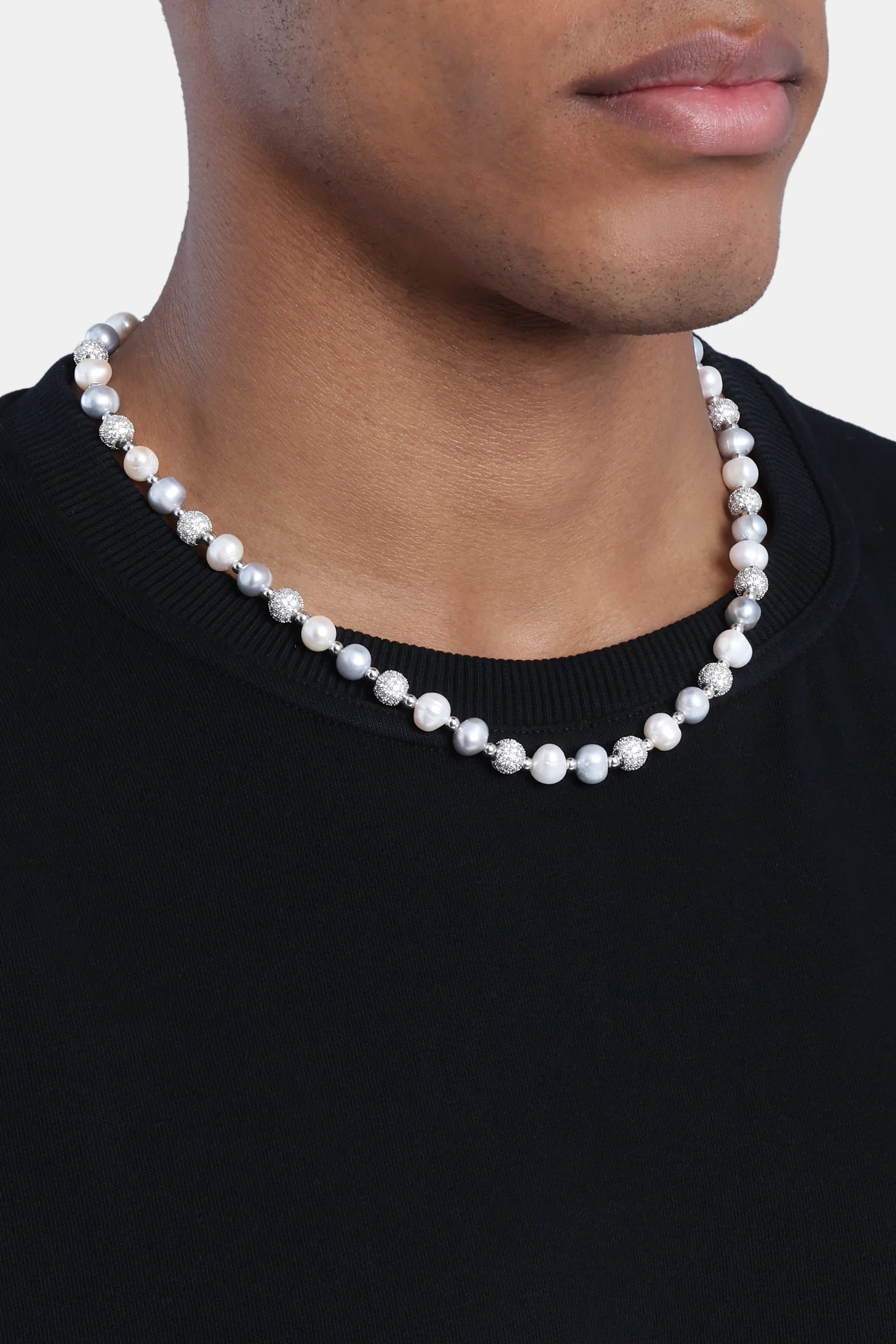 Freshwater Pearl Ice Ball Necklace - White - Image 3