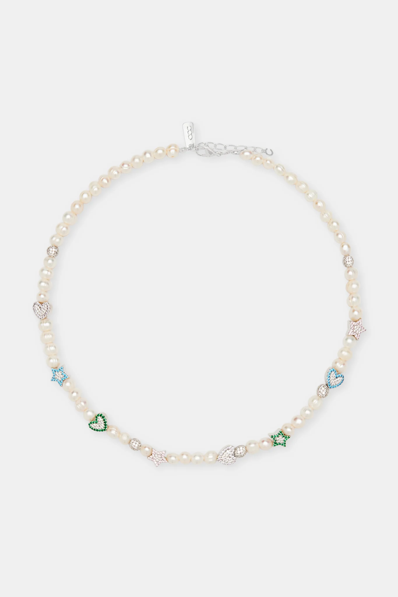 Freshwater Pearl Iced Mixed Motif Necklace - 6mm - Image 3
