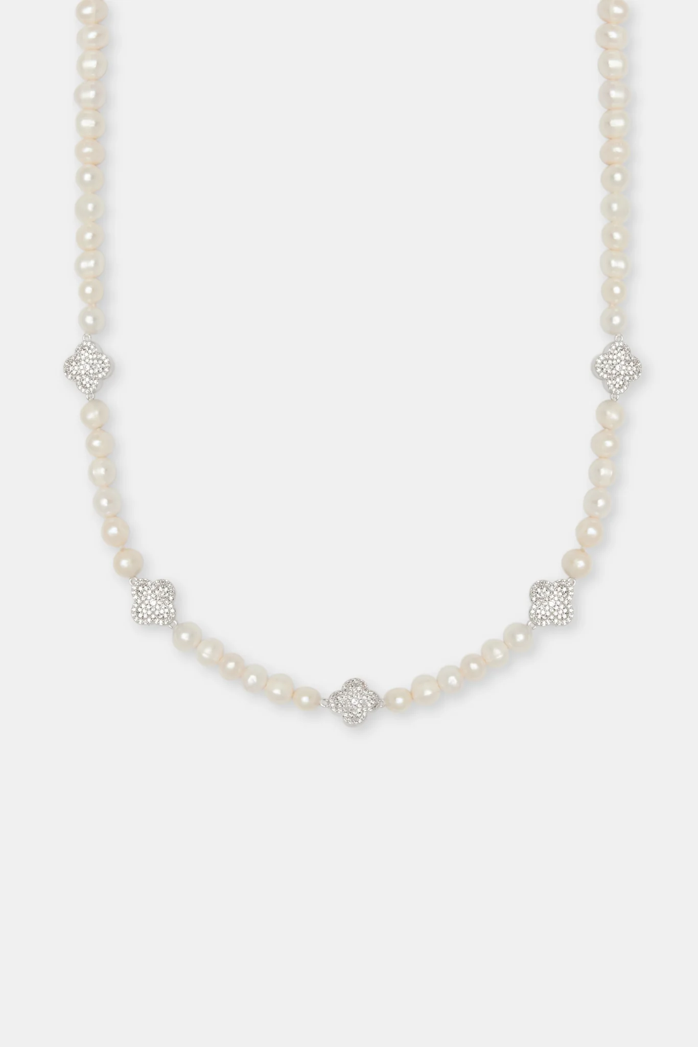 Freshwater Pearl Iced Motif Necklace - 6mm - Image 2