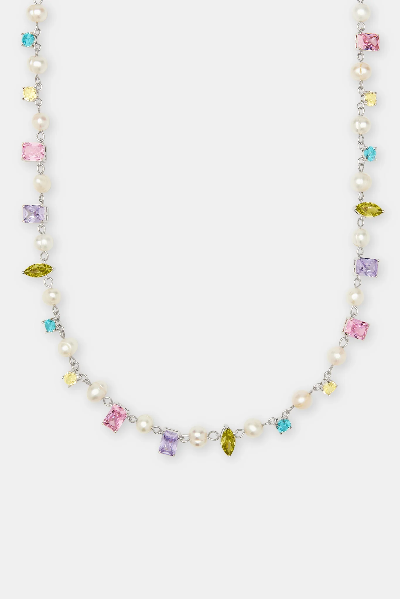 Freshwater Pearl Mixed Shape Gemstone Necklace - Image 2
