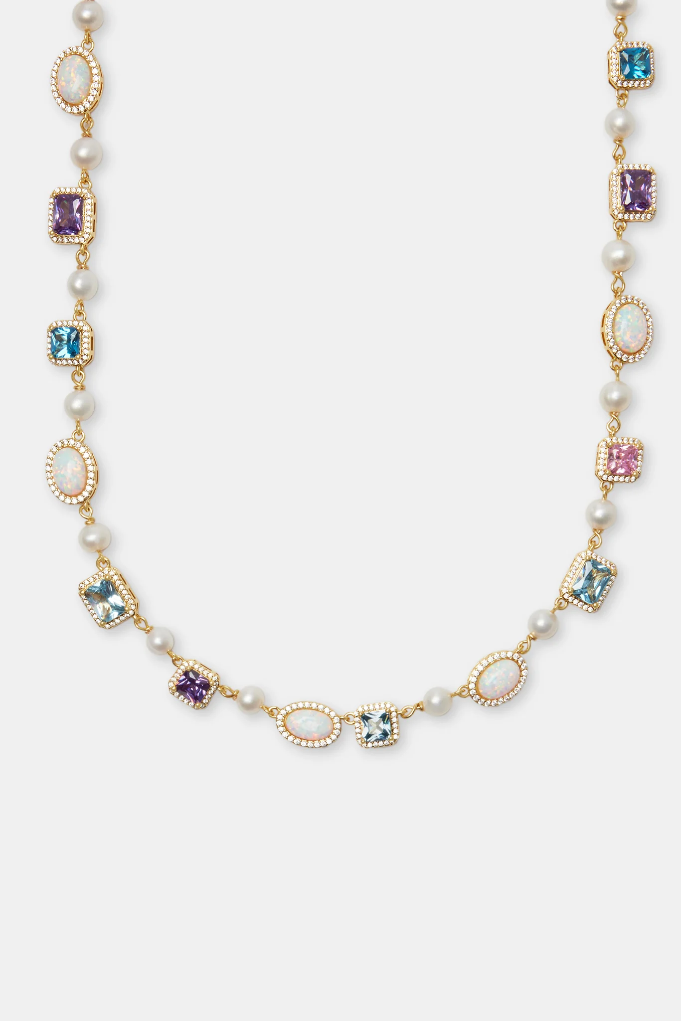 Freshwater Pearl & Opal Mixed Gemstone Chain & Bracelet - Image 3