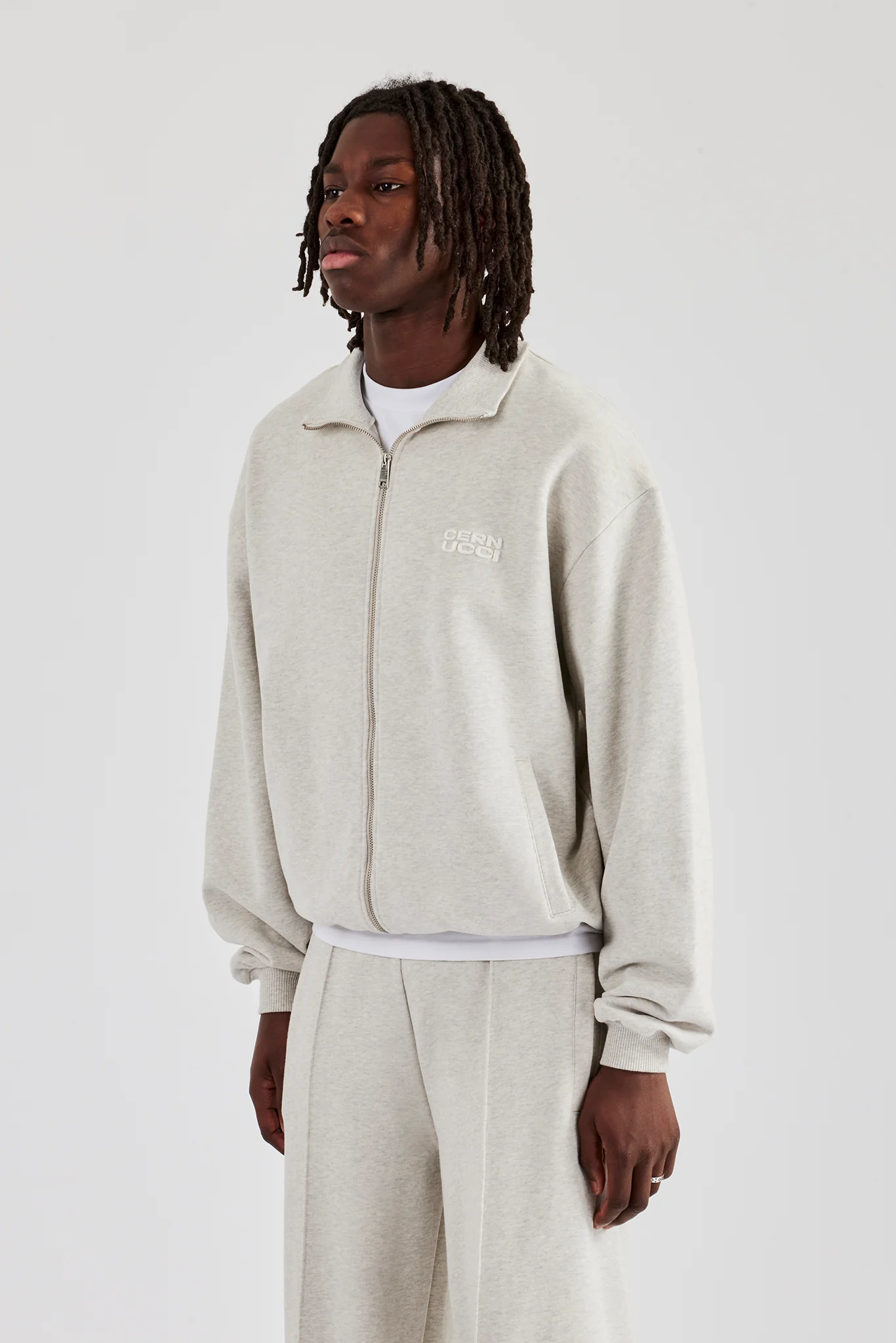 Funnel Neck Jersey Jacket - Ash Grey - Image 2