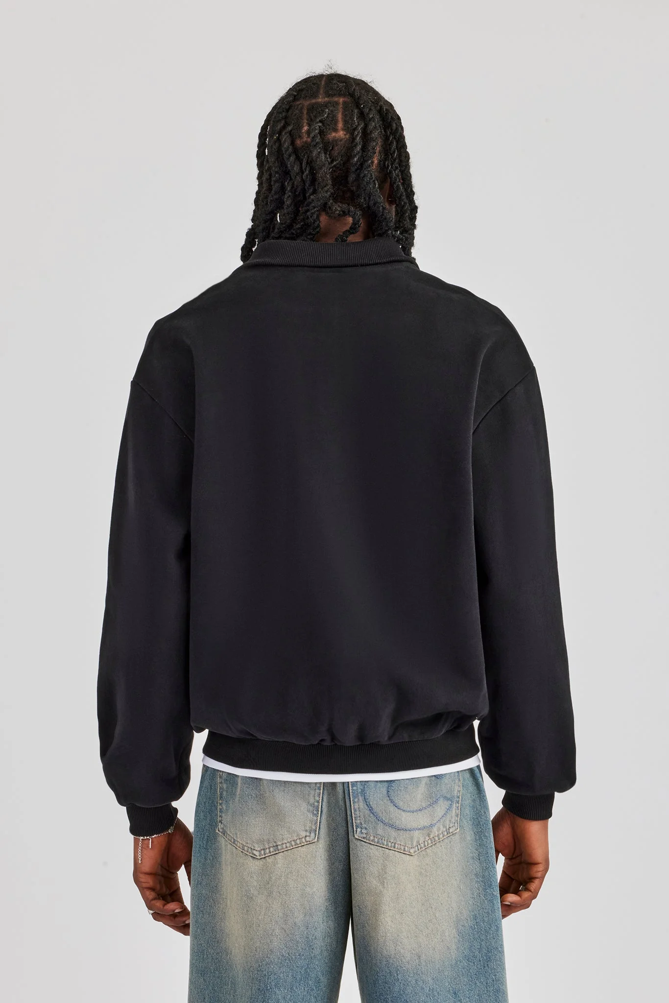 Funnel Neck Jersey Jacket - Black - Image 3