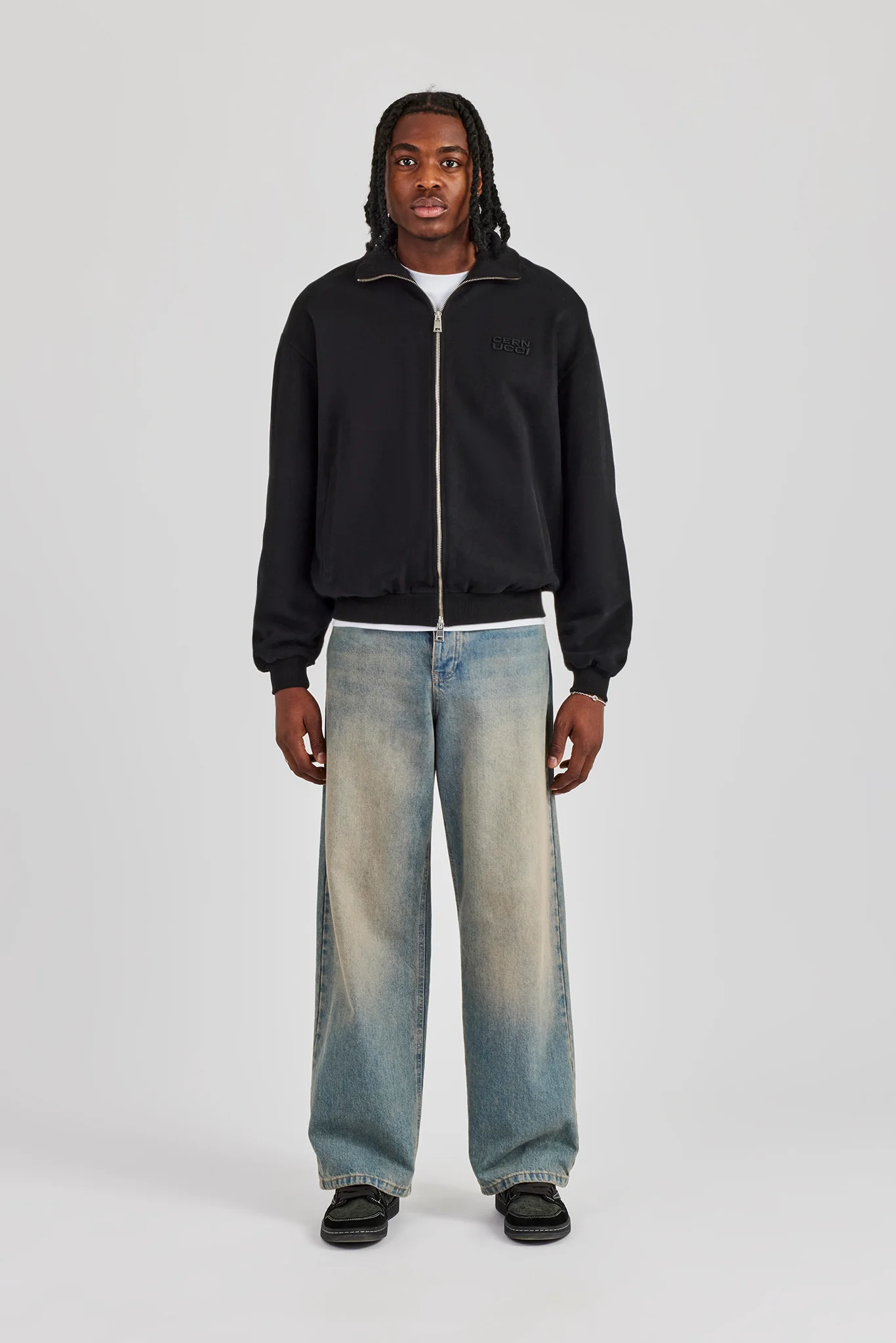 Funnel Neck Jersey Jacket - Black - Image 8