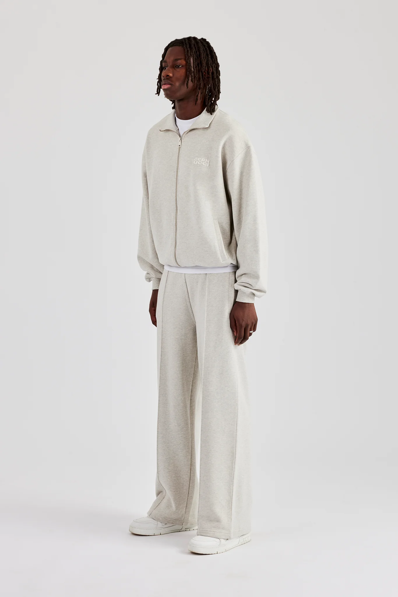 Funnel Neck Jersey Jacket & Straight Leg Trouser - Ash Grey - Image 2