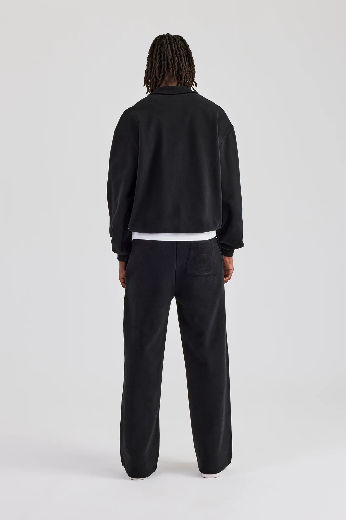 Funnel Neck Jersey Jacket & Straight Leg Trouser - Black - Image 3