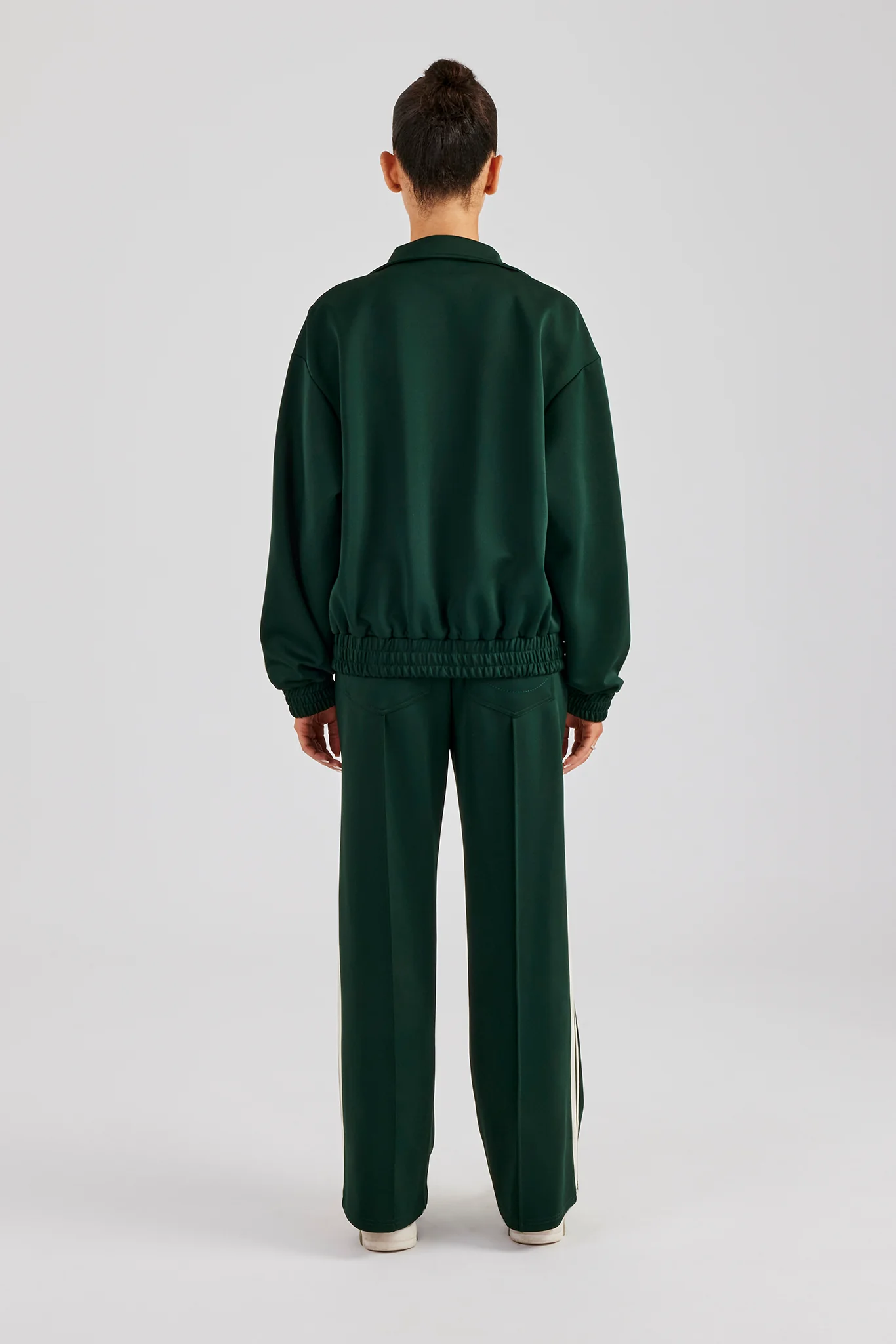 Funnel Neck Taping Zip Through Tracksuit  - Bottle Green - Image 4
