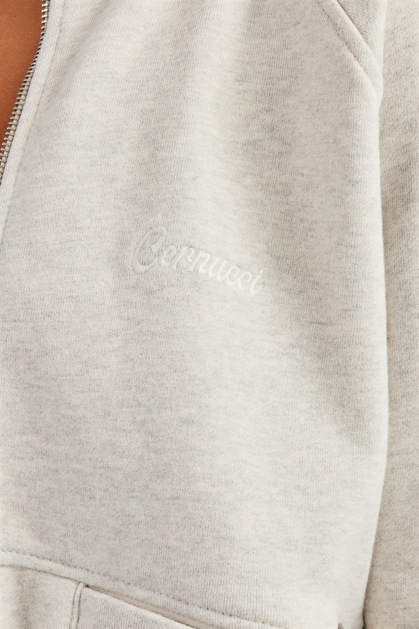 Funnel Neck Zip Through Sweat - Ash Grey - Image 3