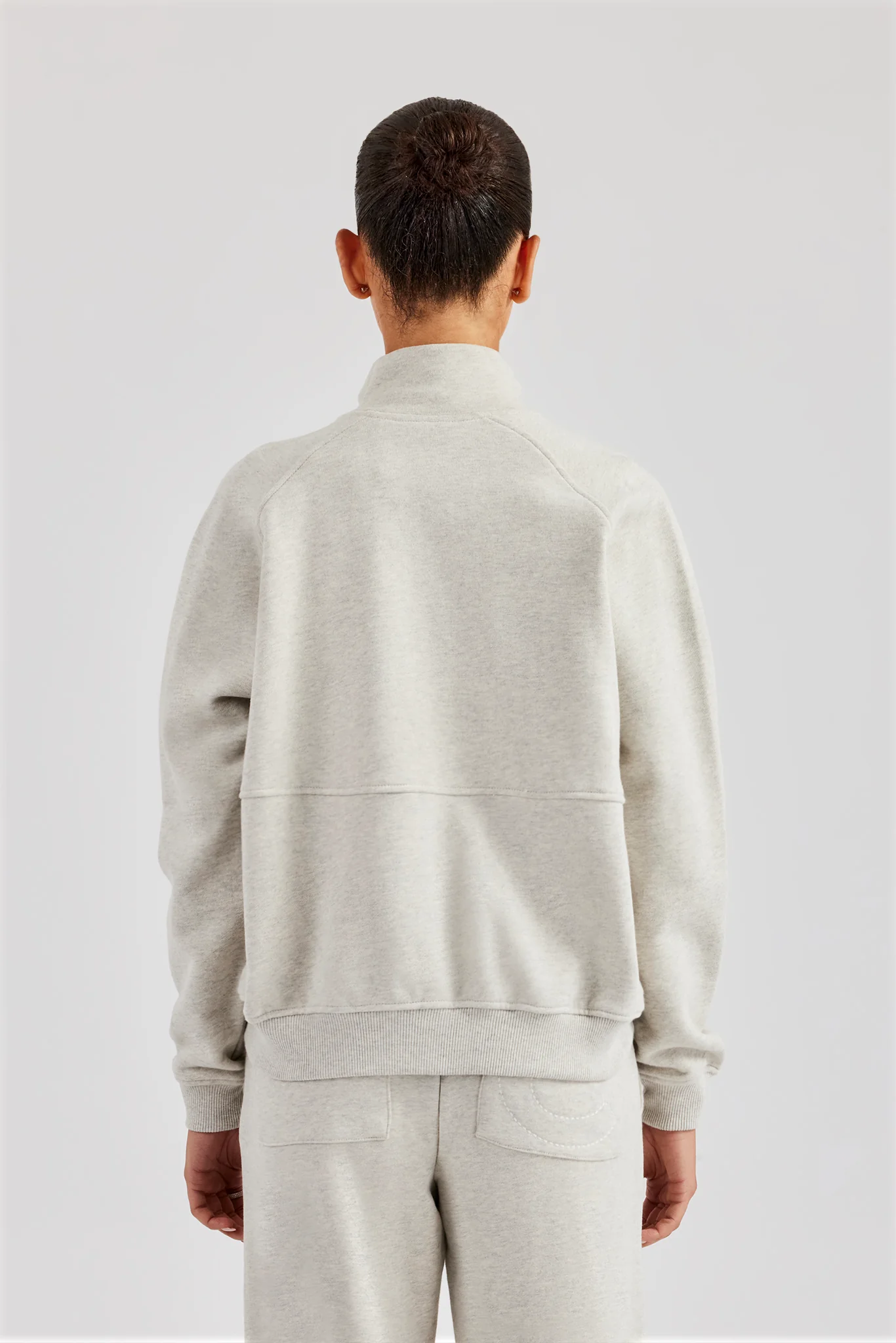 Funnel Neck Zip Through Sweat - Ash Grey - Image 5