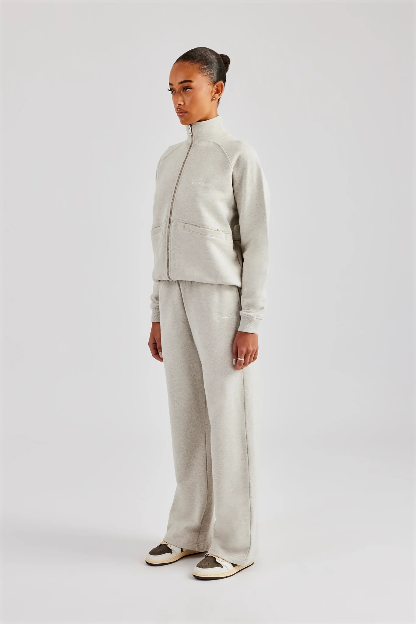 Funnel Neck Zip Through Tracksuit - Ash Grey - Image 7
