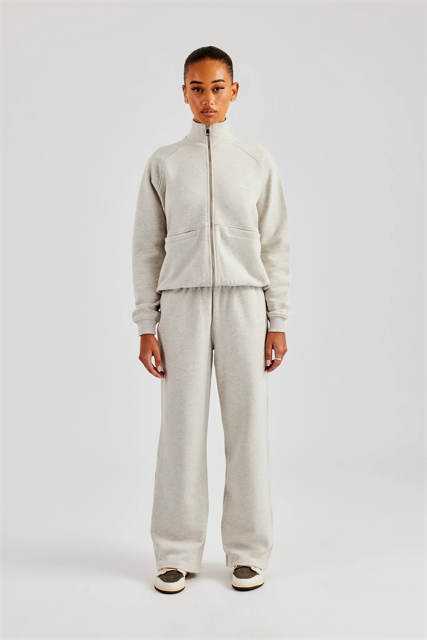Funnel Neck Zip Through Tracksuit - Ash Grey - Image 8