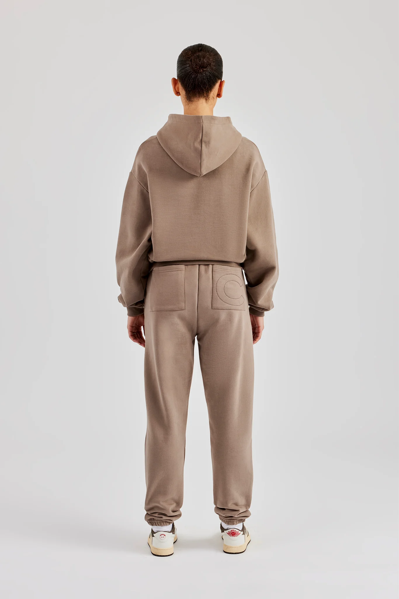 Glitter Applique Boxy Hoodie & Cuffed Jogger - Taupe - Image 2
