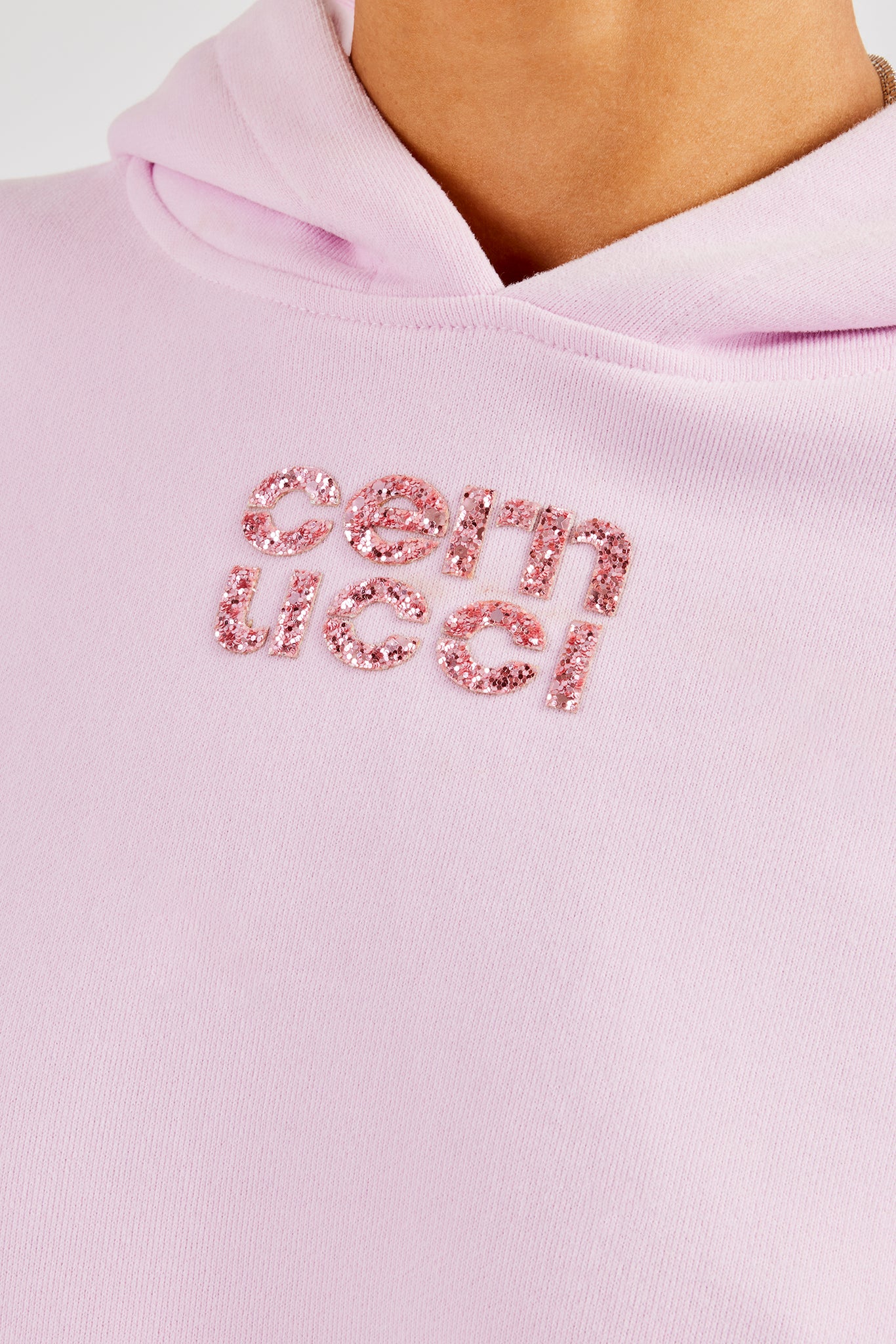 Glitter Applique Boxy Hoodie - Pink - Image 3