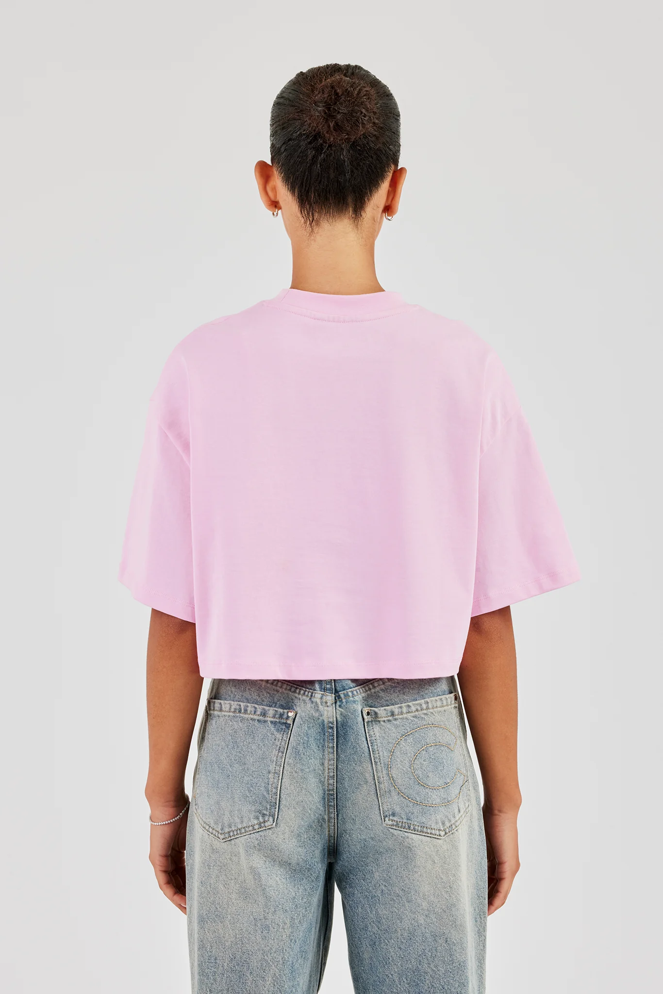 Glitter Applique Cropped T-Shirt - Pink - Image 3