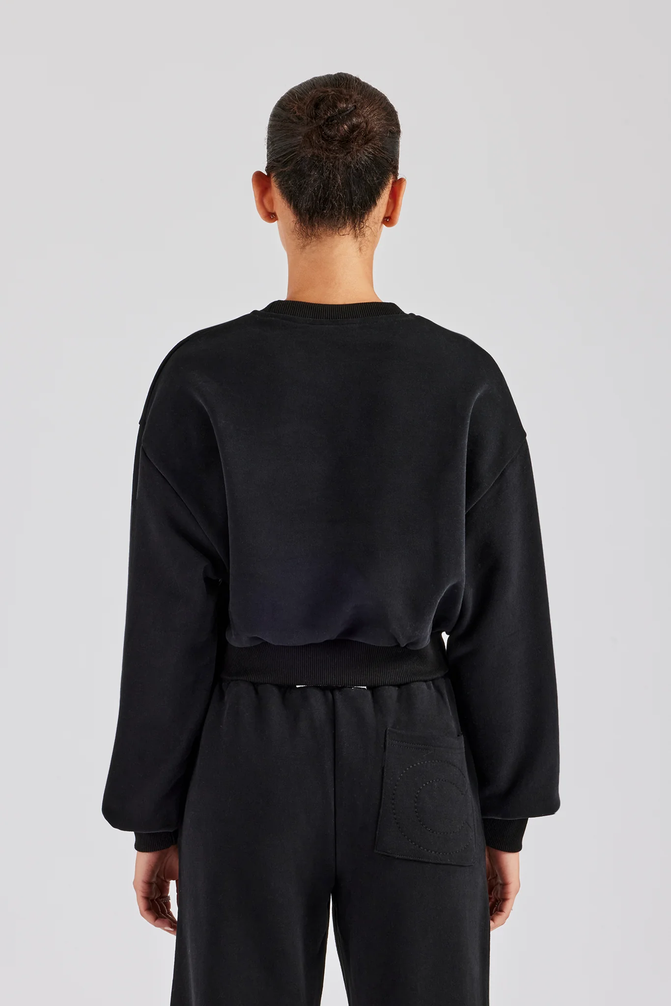 Glitter Applique Cropped Sweatshirt - Black - Image 4