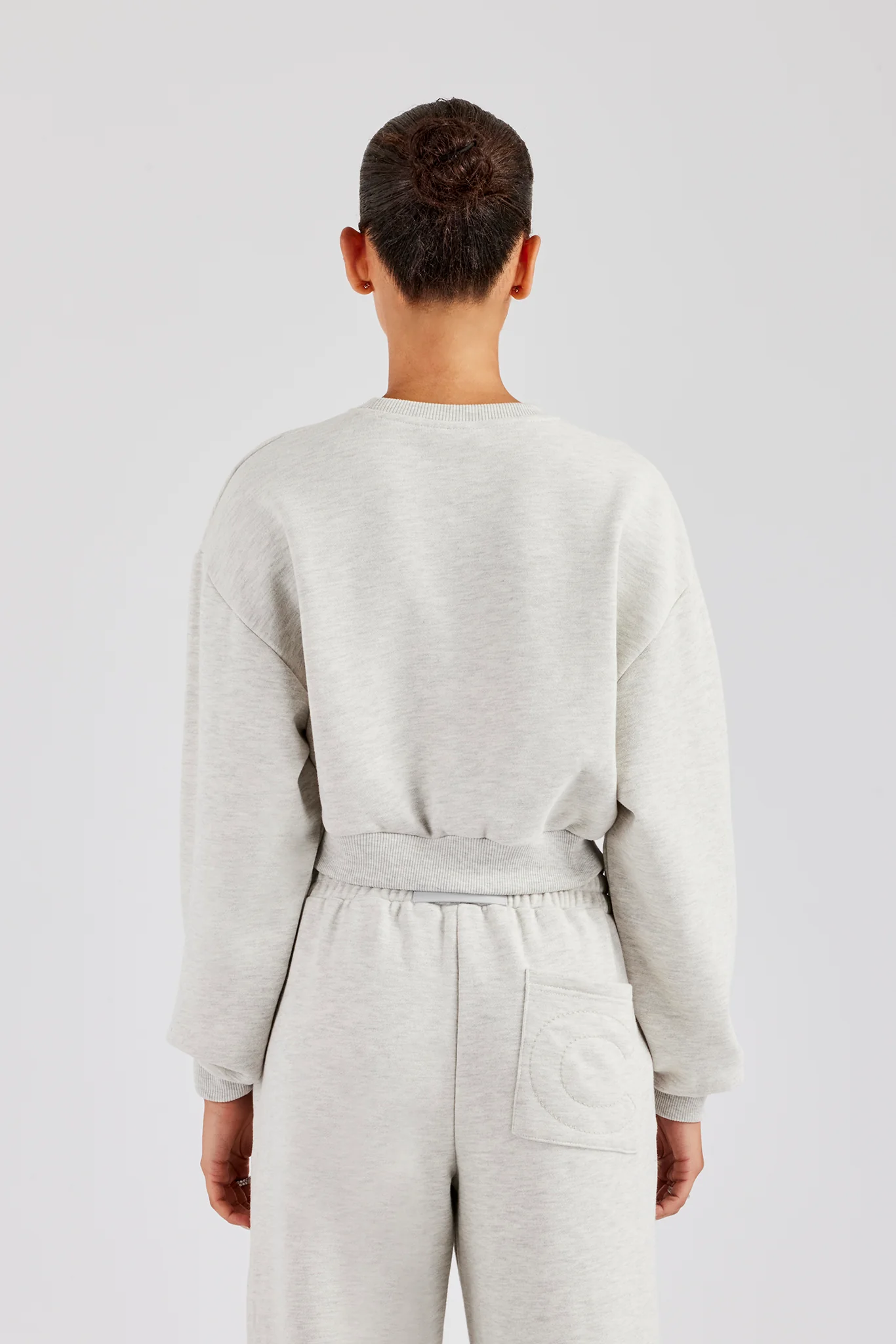 Glitter Applique Cropped Sweatshirt - Ash Grey - Image 4