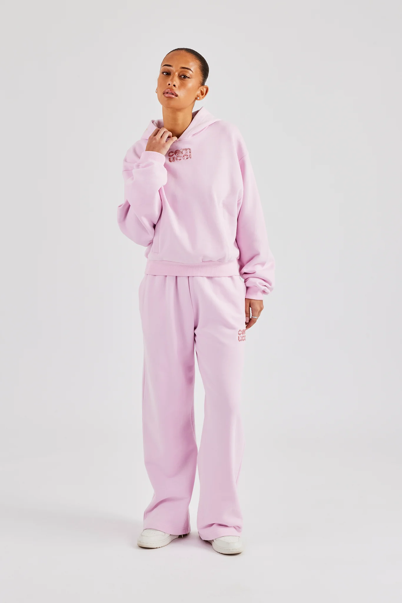 Glitter Applique Wide Leg Jogger - Pink - Image 4