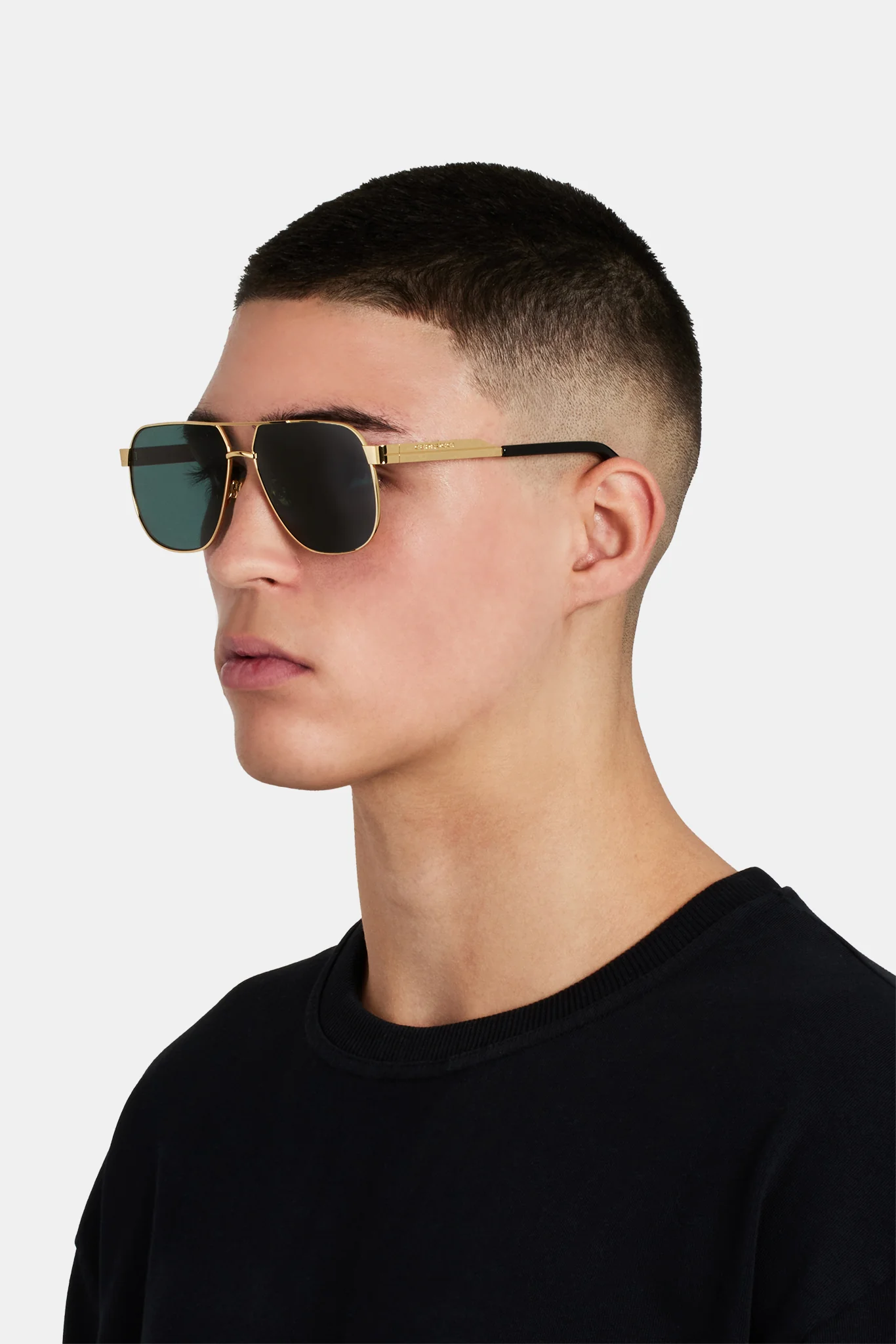 Gold Aviator Sunglasses - Black - Image 2