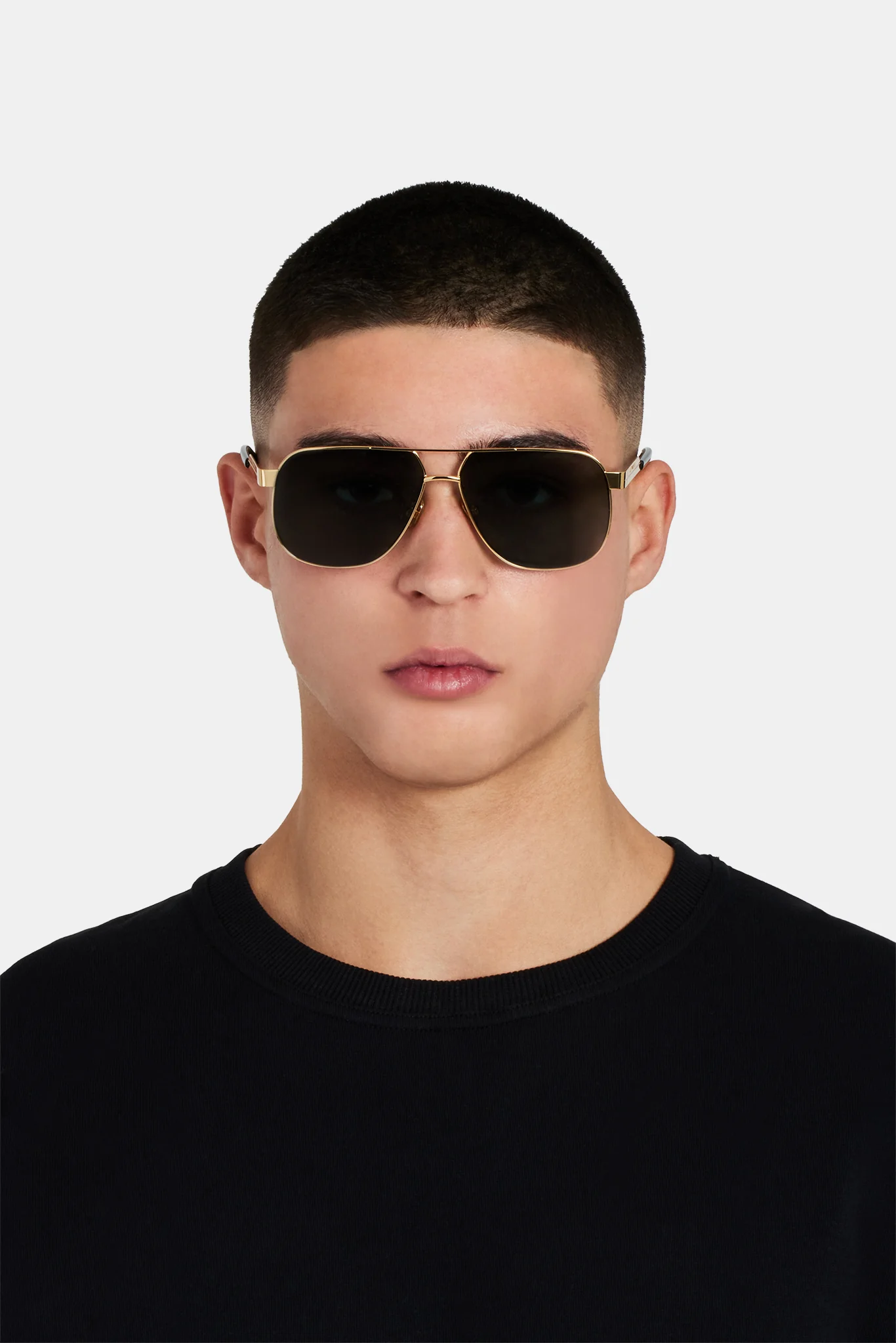 Gold Aviator Sunglasses - Black - Image 4