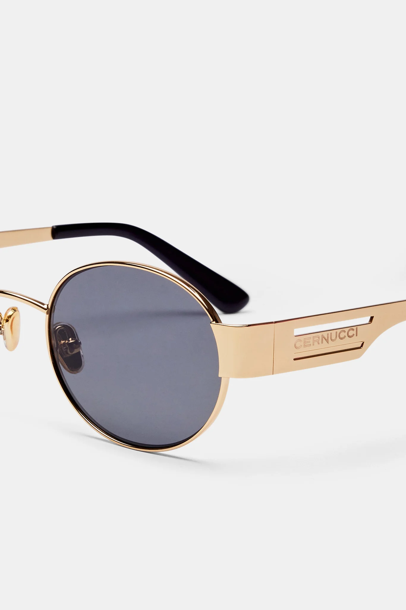 Gold Metal Round Sunglasses - Black - Image 3