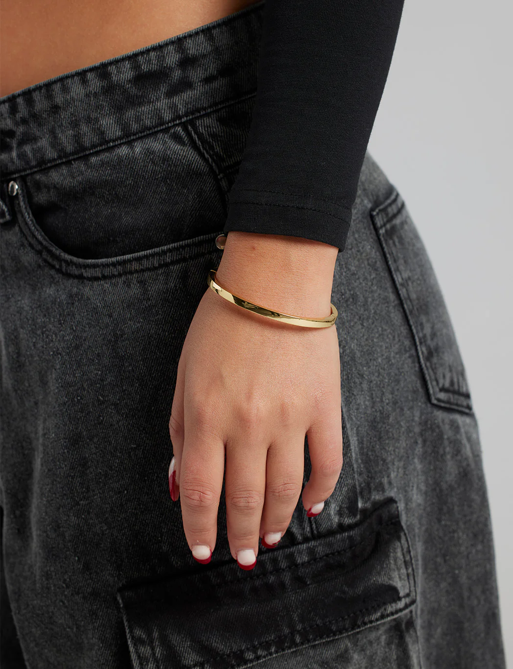 Gold Plated 3mm Polished Bangle - Image 2