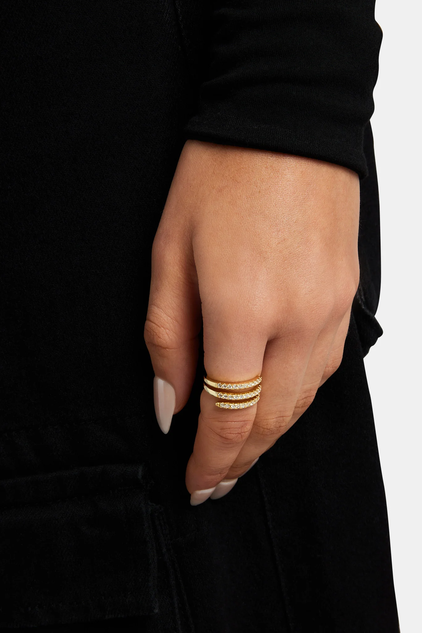 Gold Plated 925 10mm Iced CZ Twist Ring - Image 2