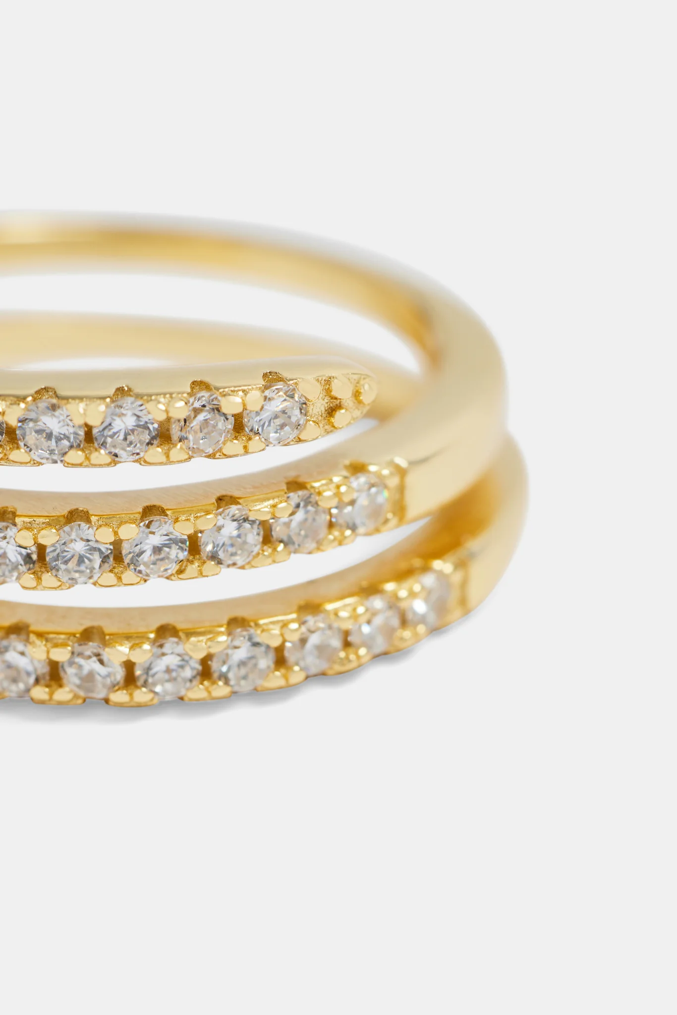 Gold Plated 925 10mm Iced CZ Twist Ring - Image 3