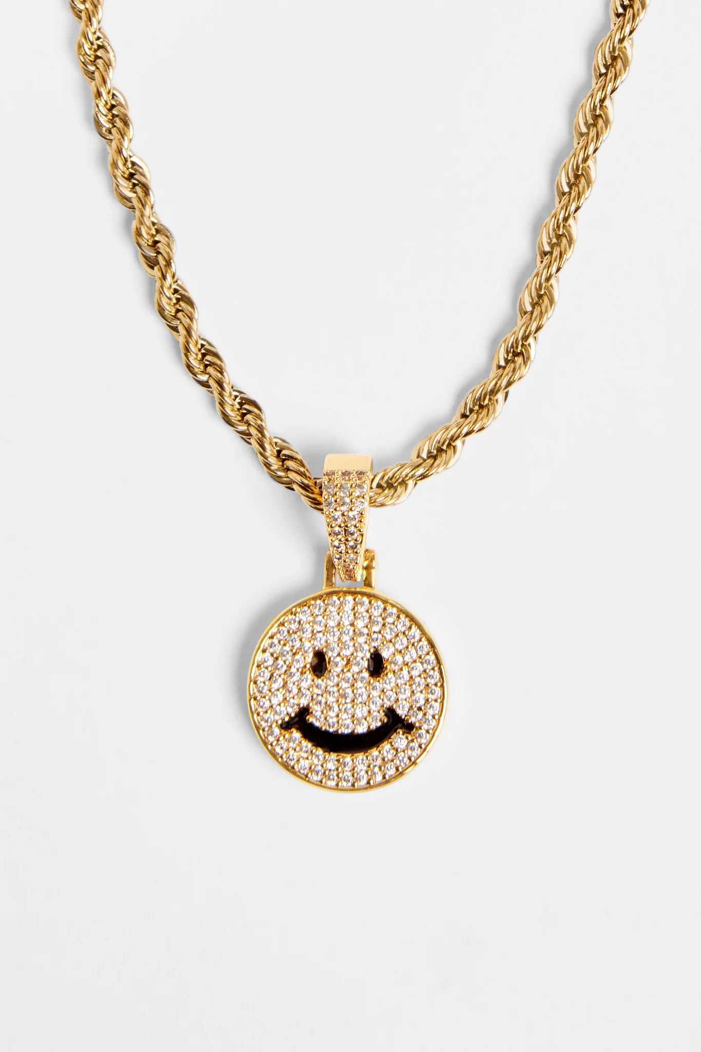 Gold Plated Iced CZ Happy Face Pendant - Image 6