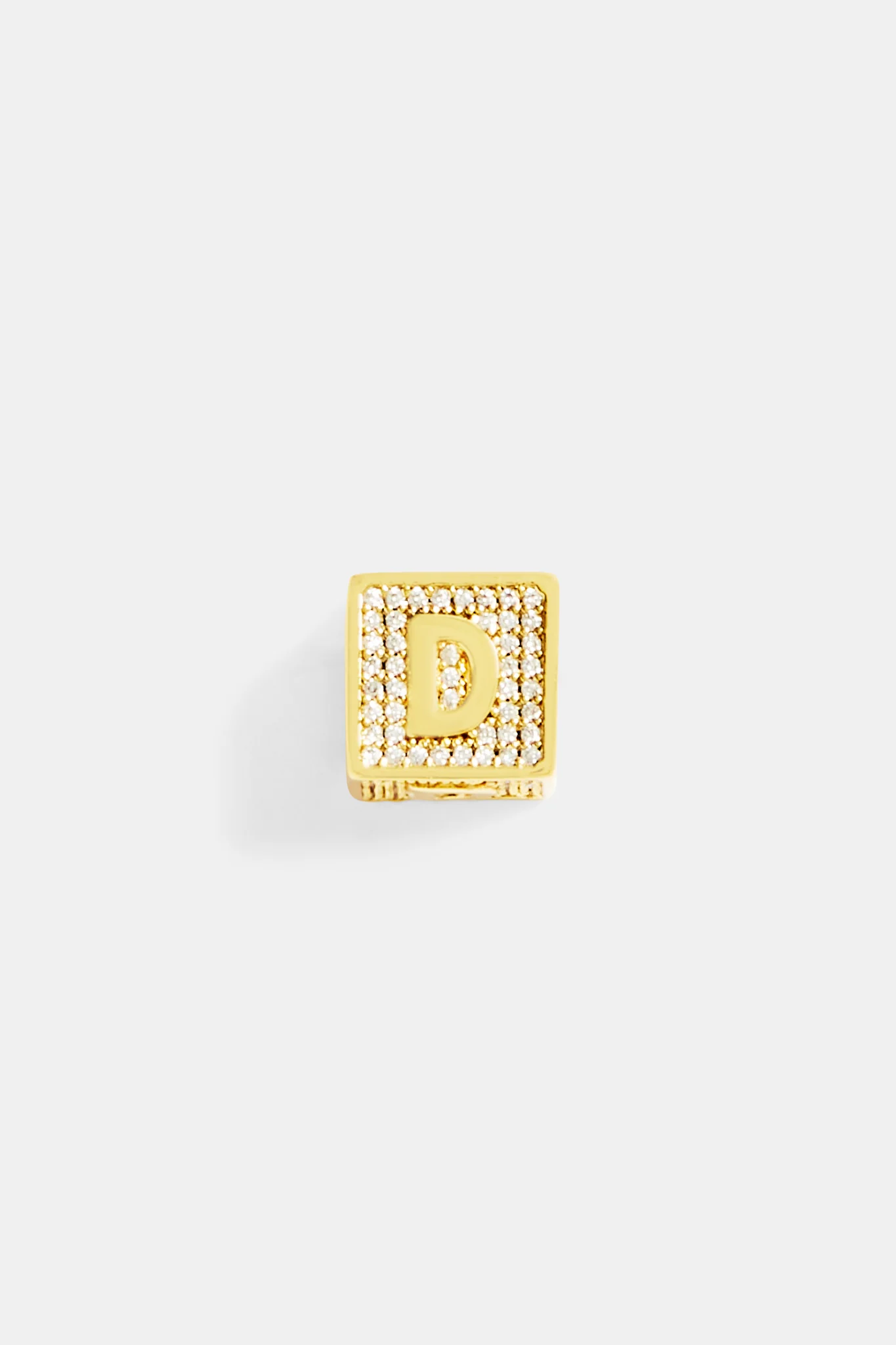 Gold Plated Iced D Letter Block Pendant - Image 2
