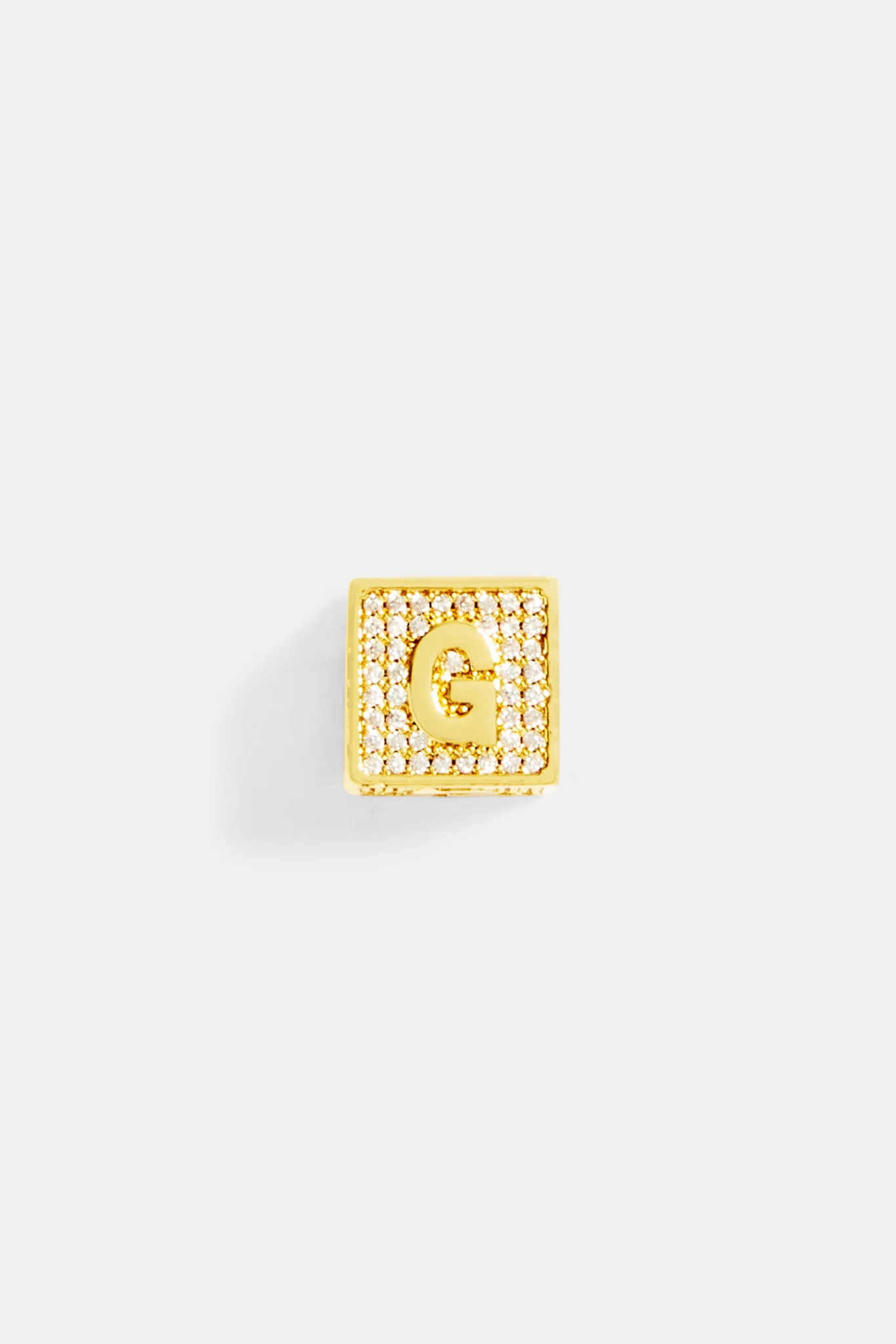 Gold Plated Iced G Letter Block Pendant - Image 2