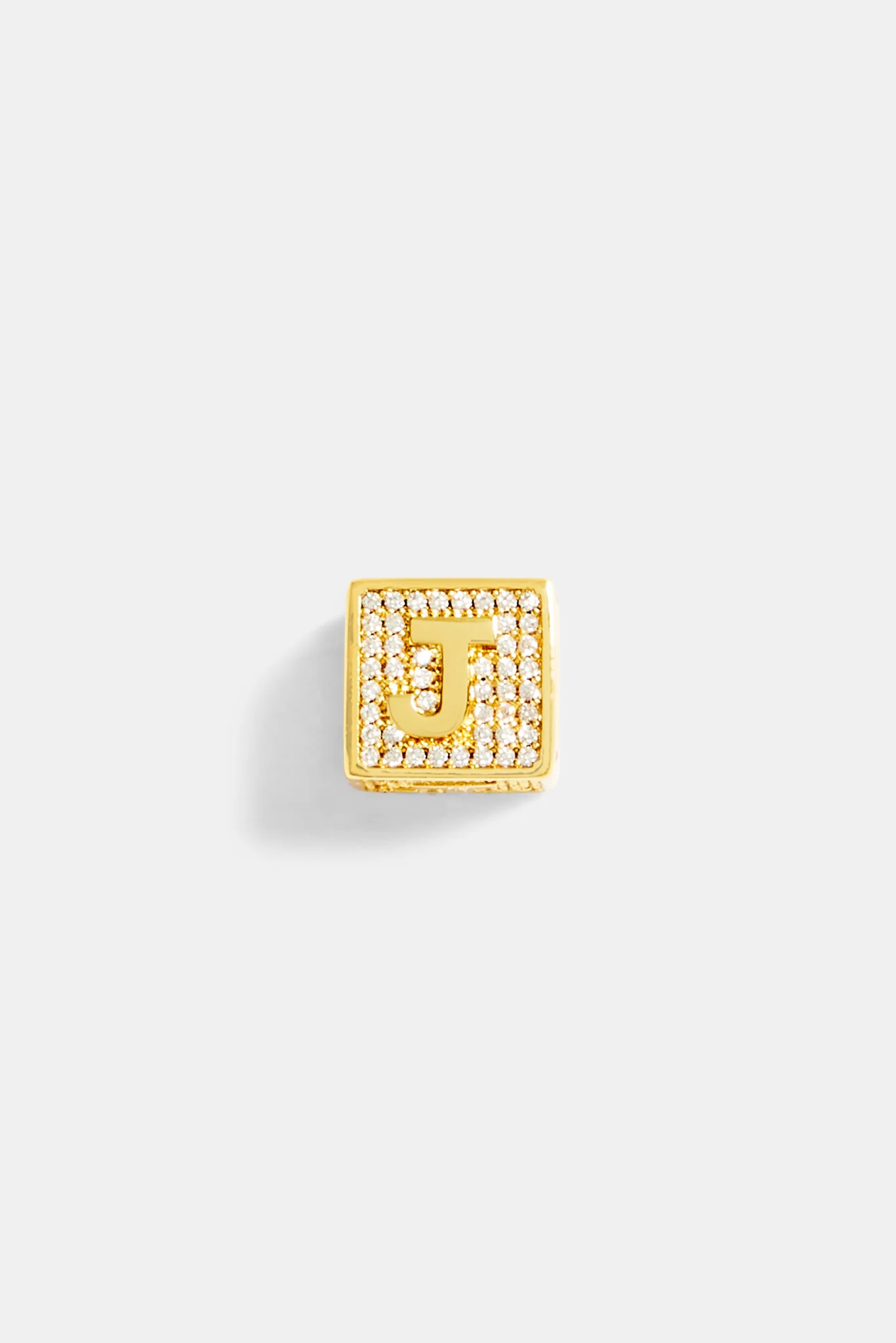 Gold Plated Iced J Letter Block Pendant - Image 2