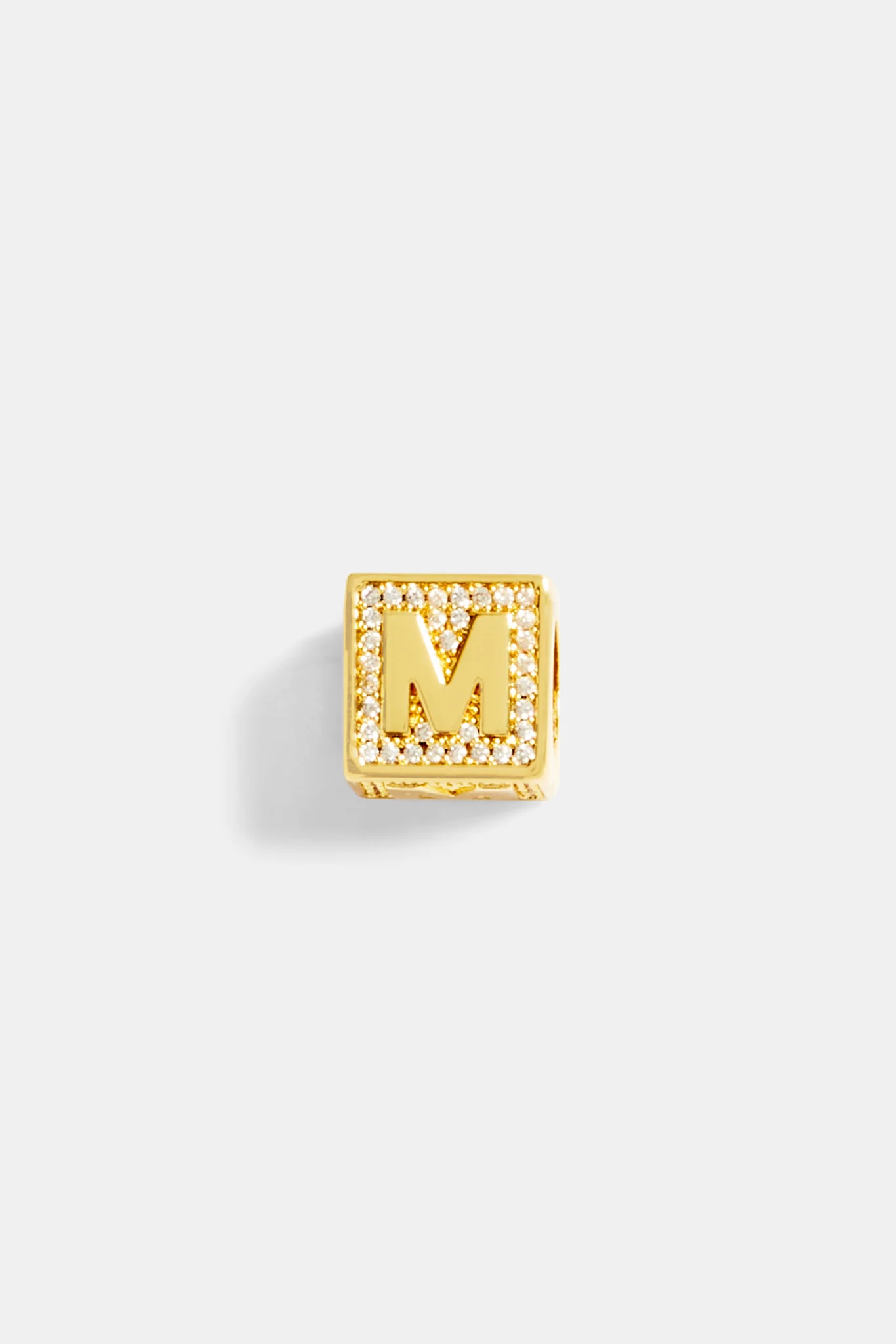 Gold Plated Iced M Letter Block Pendant - Image 2