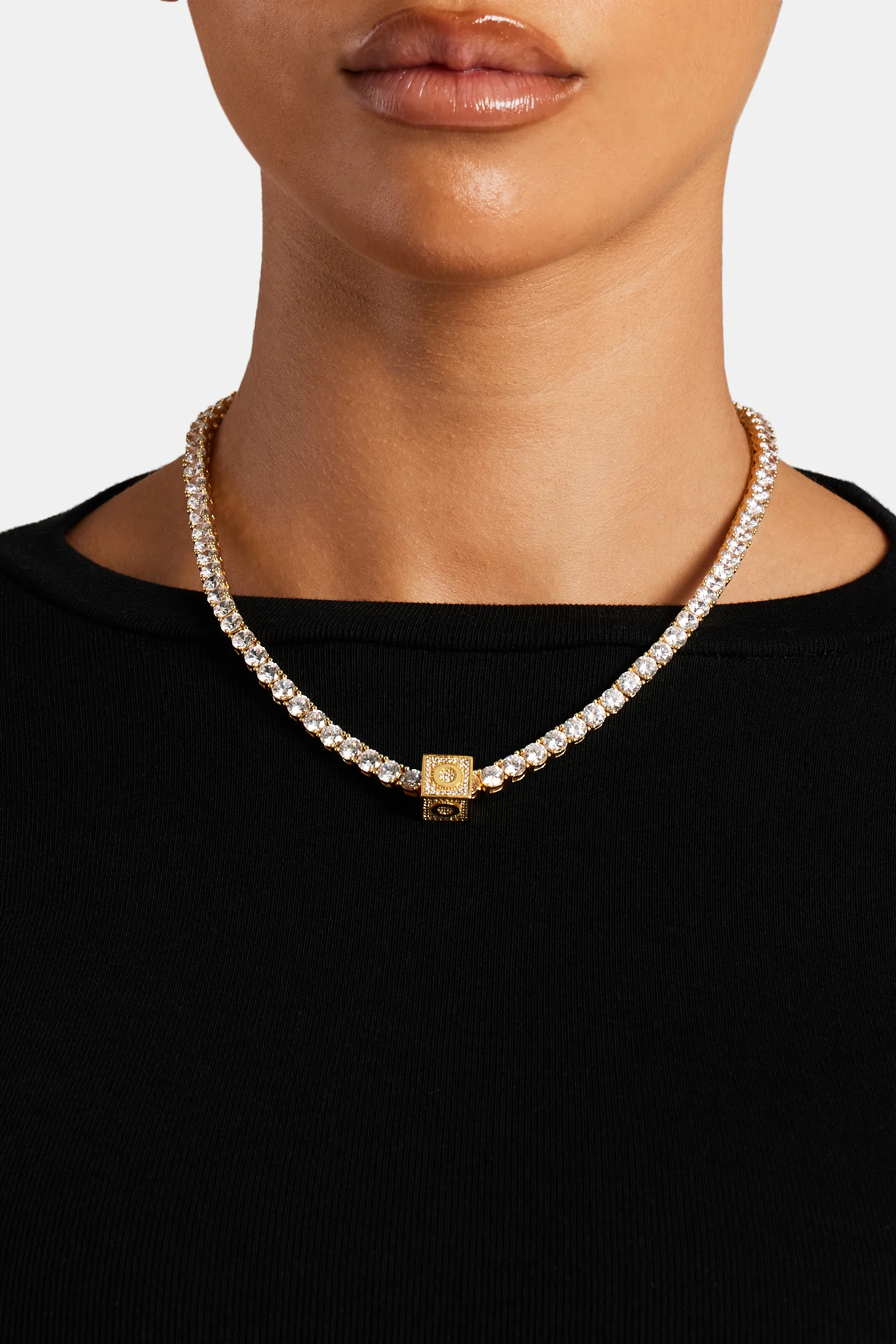 Gold Plated Iced O Letter Block Pendant - Image 4