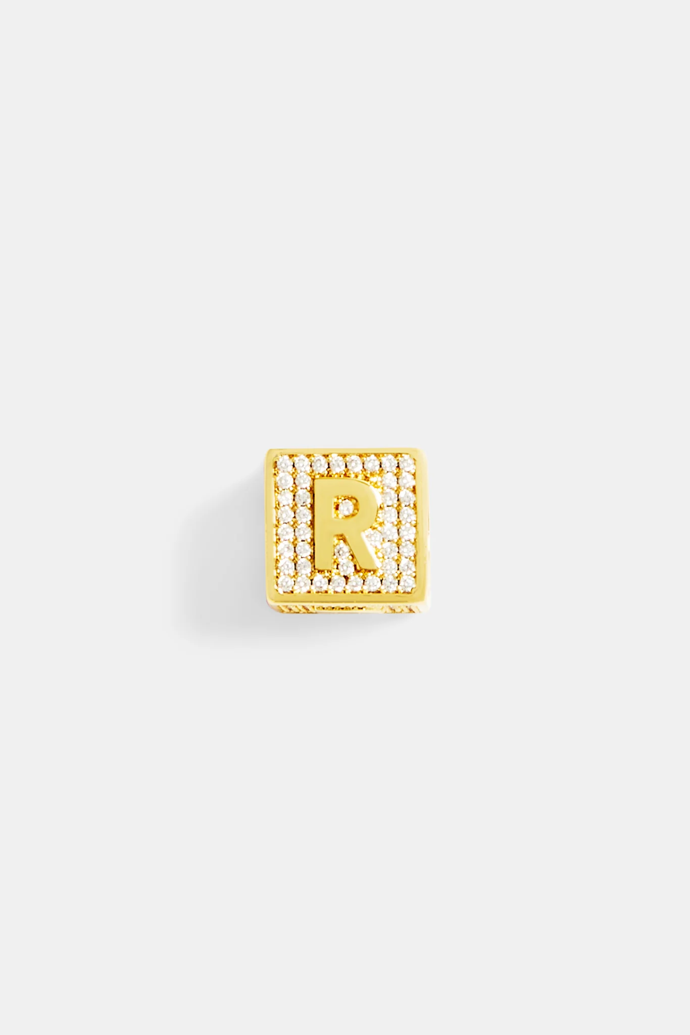 Gold Plated Iced R Letter Block Pendant - Image 2