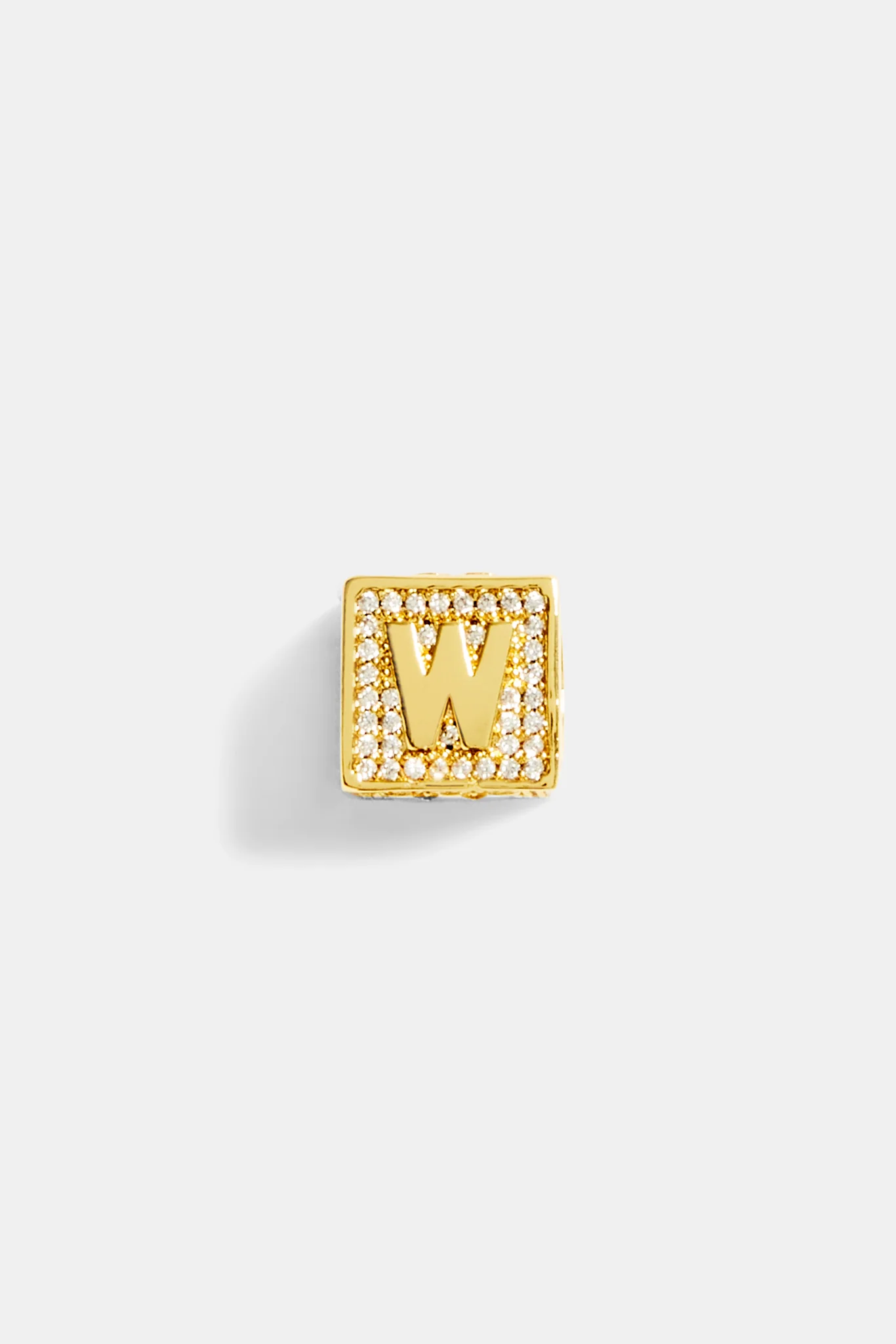 Gold Plated Iced W Letter Block Pendant - Image 2