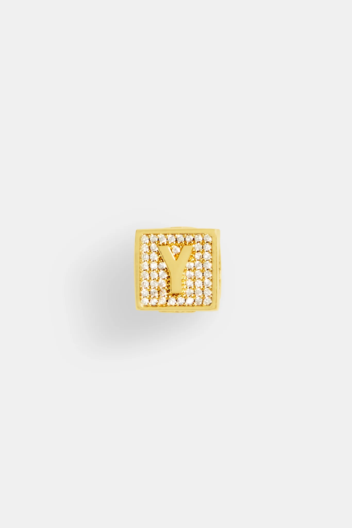 Gold Plated Iced Y Letter Block Pendant - Image 2