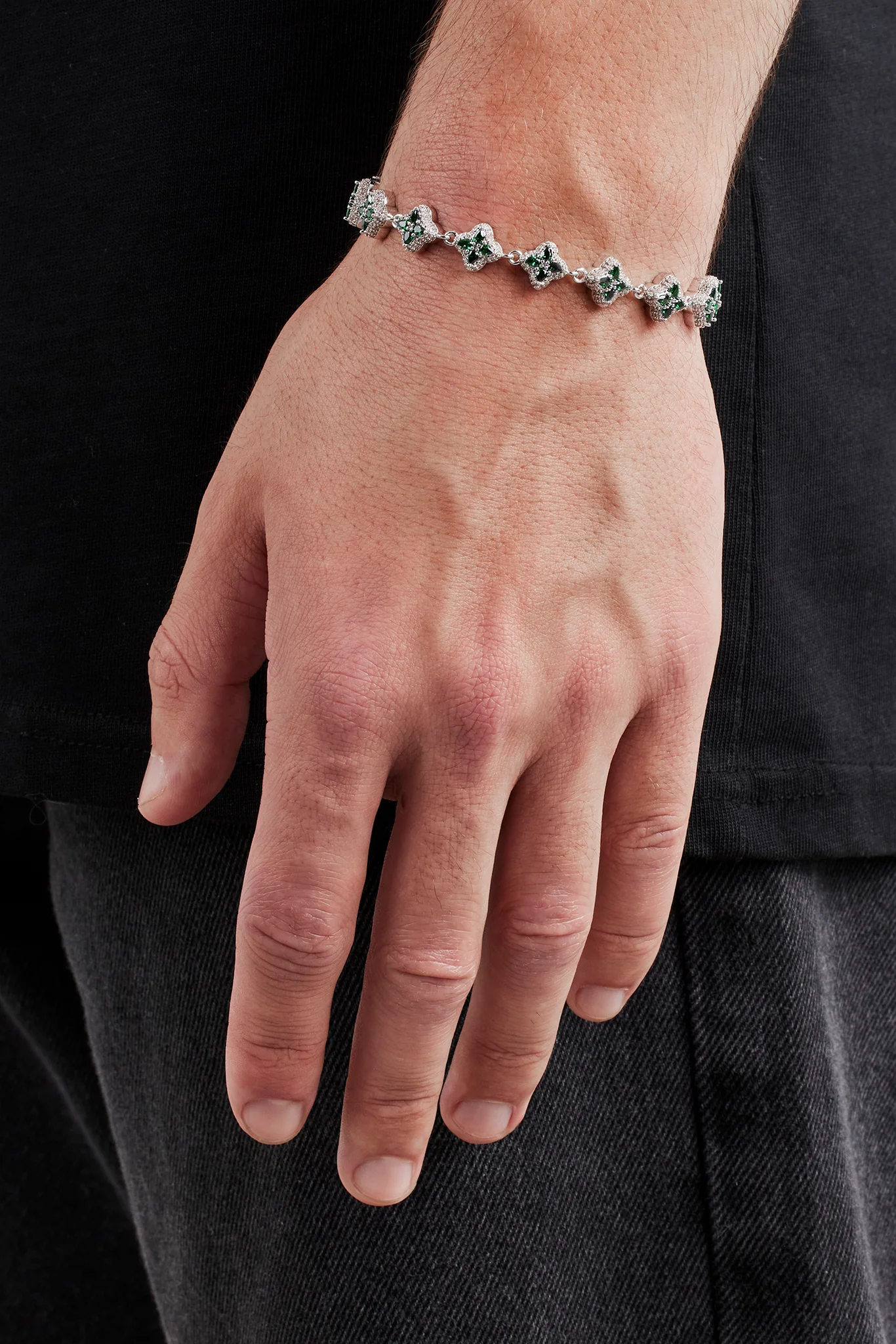 Green Baguette Motif Bracelet - 8mm - Image 2