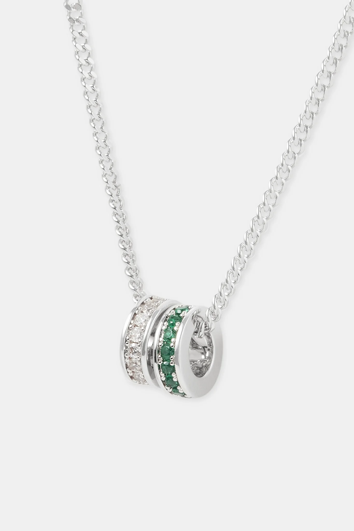 Green & Clear Iced Ring Necklace - 15mm - Image 2