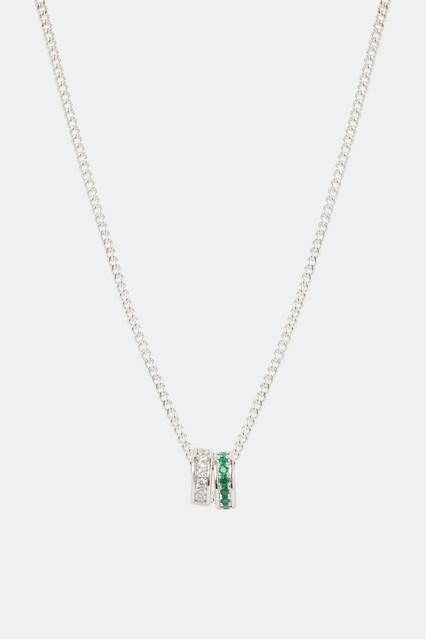 Green & Clear Iced Ring Necklace - 15mm - Image 3
