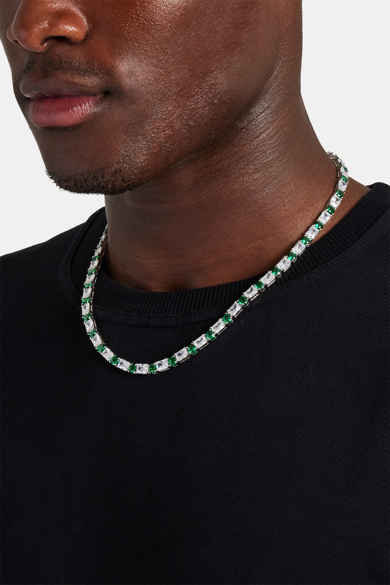 Green & Clear Mixed Shape Tennis Chain - 8mm - Image 3