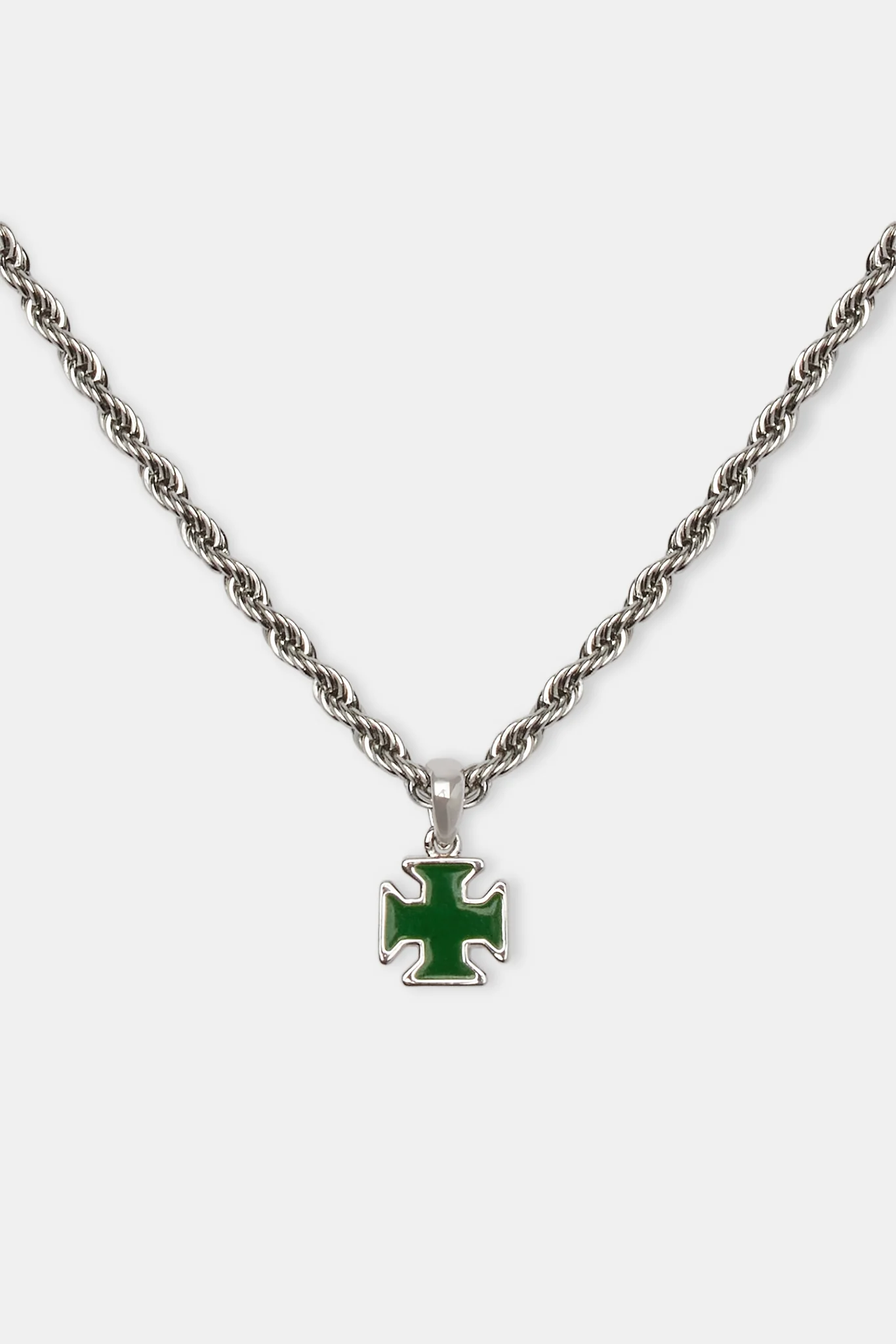 Green Enamel Cross Motif Necklace - 10mm - Image 2