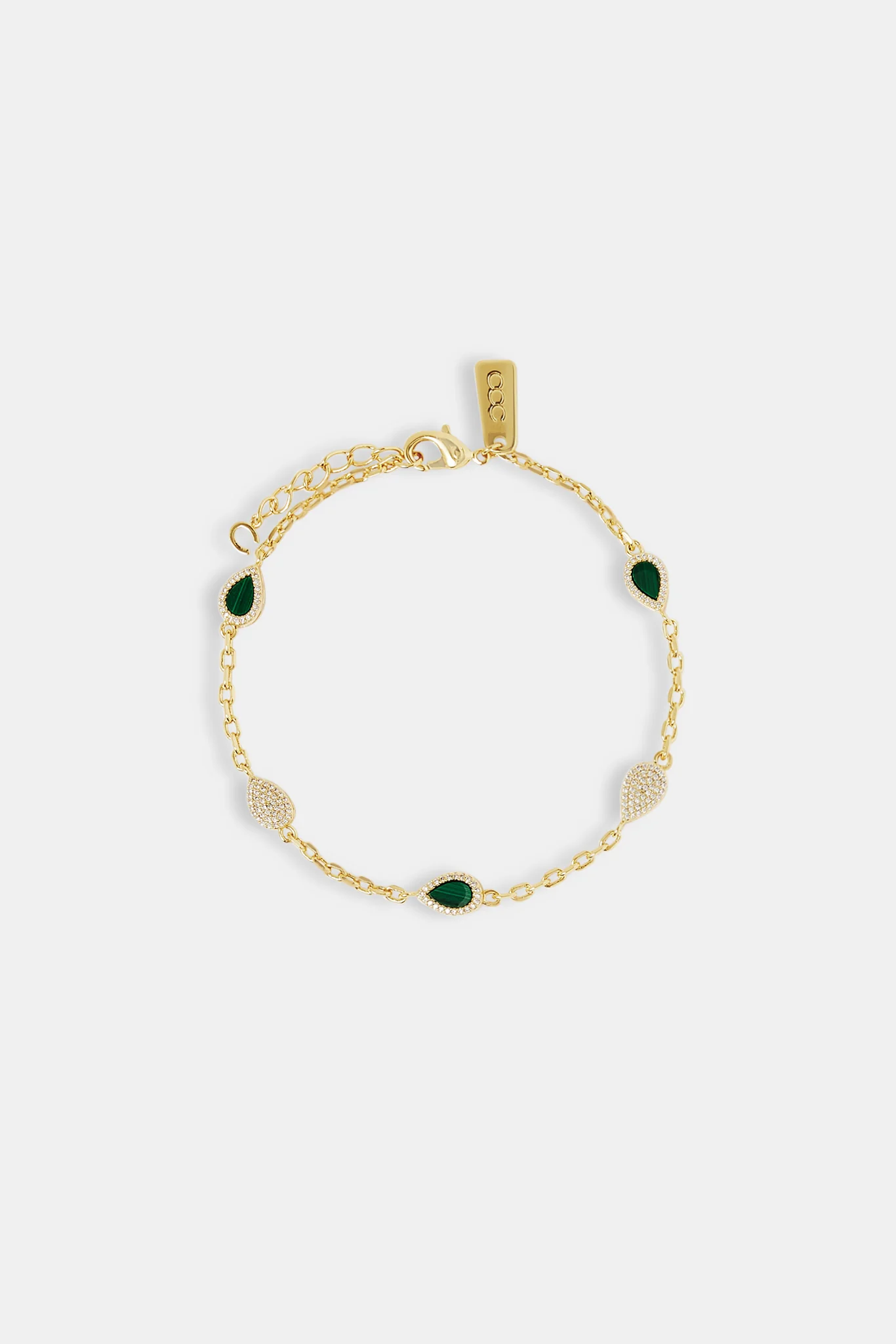 Green Malachite Stone Pear Rolo Bracelet - 6mm - Image 2
