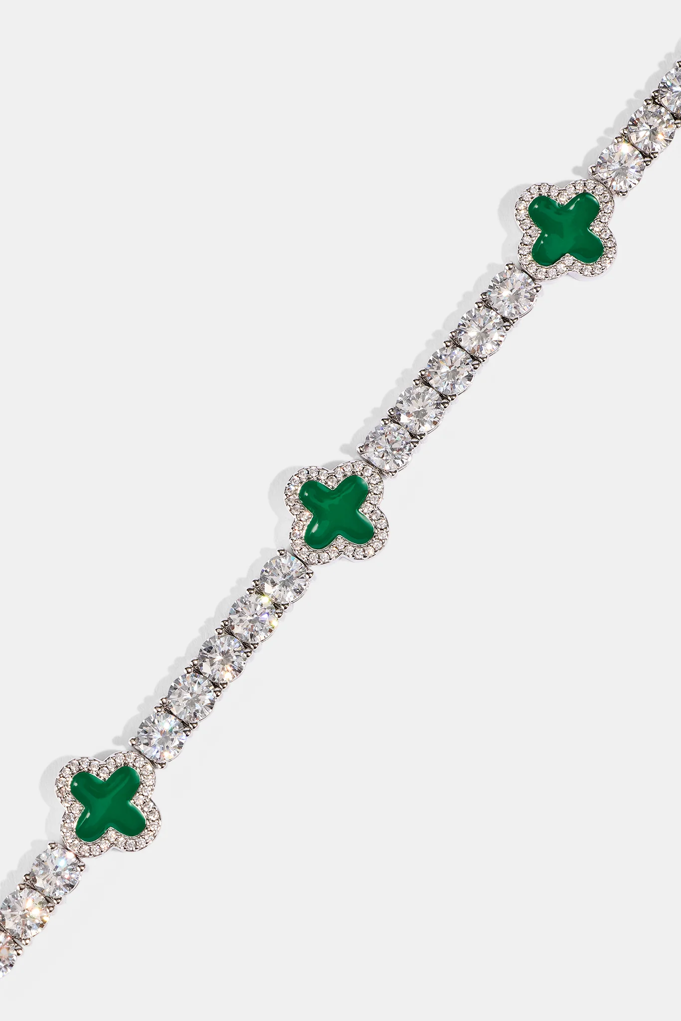 Green Motif Tennis Bracelet - 5mm - Image 3