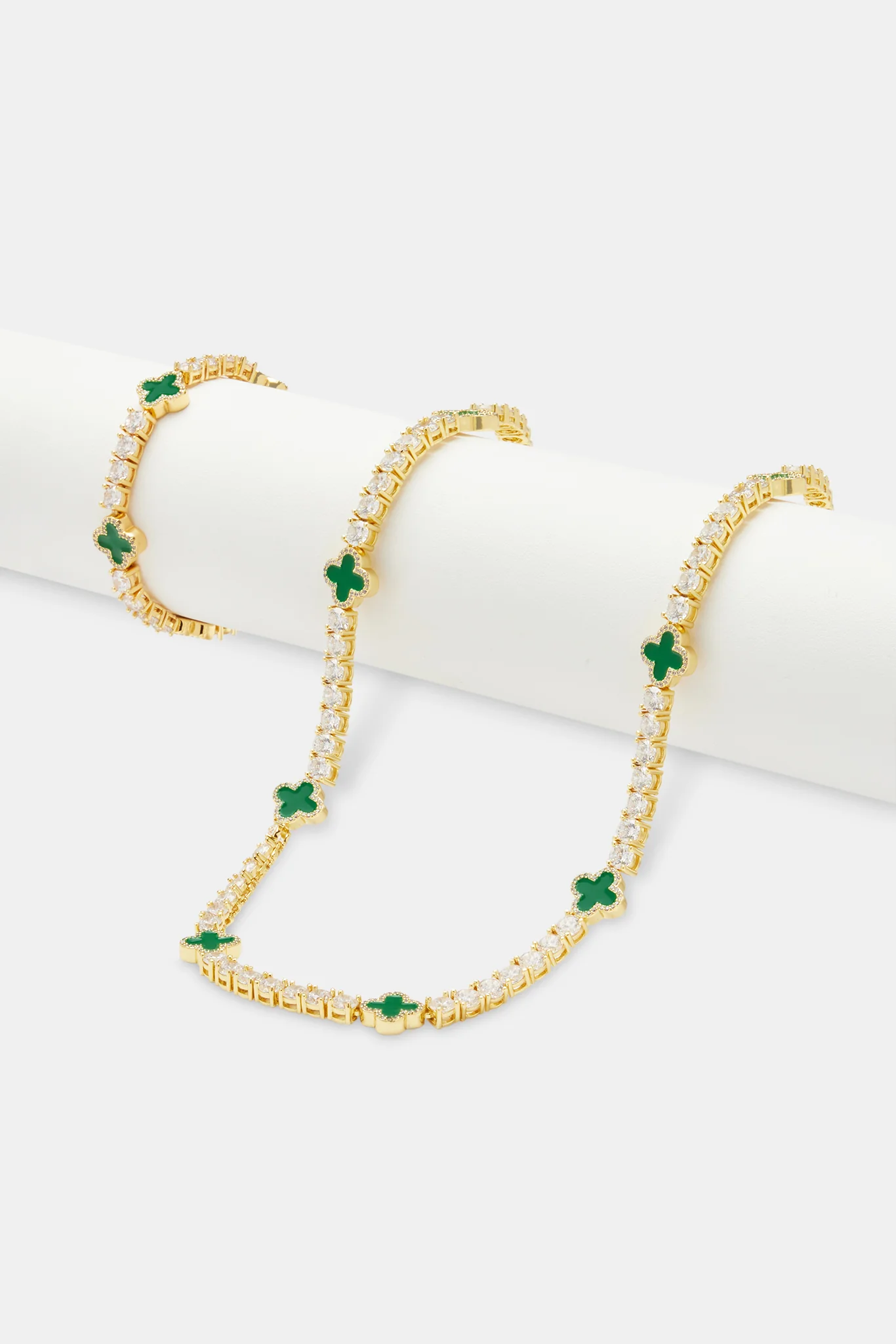 Green Motif Tennis Chain & Bracelet - Image 2