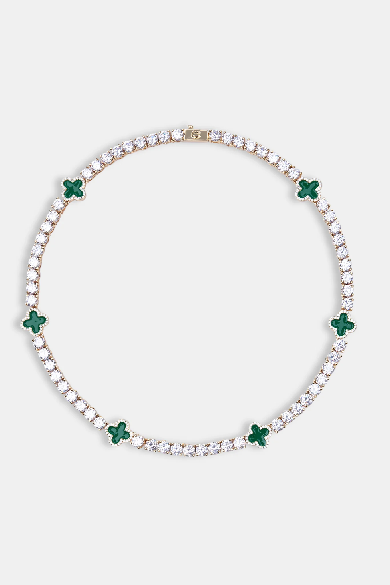 Green Motif Tennis Chain - Gold 5mm - Image 3